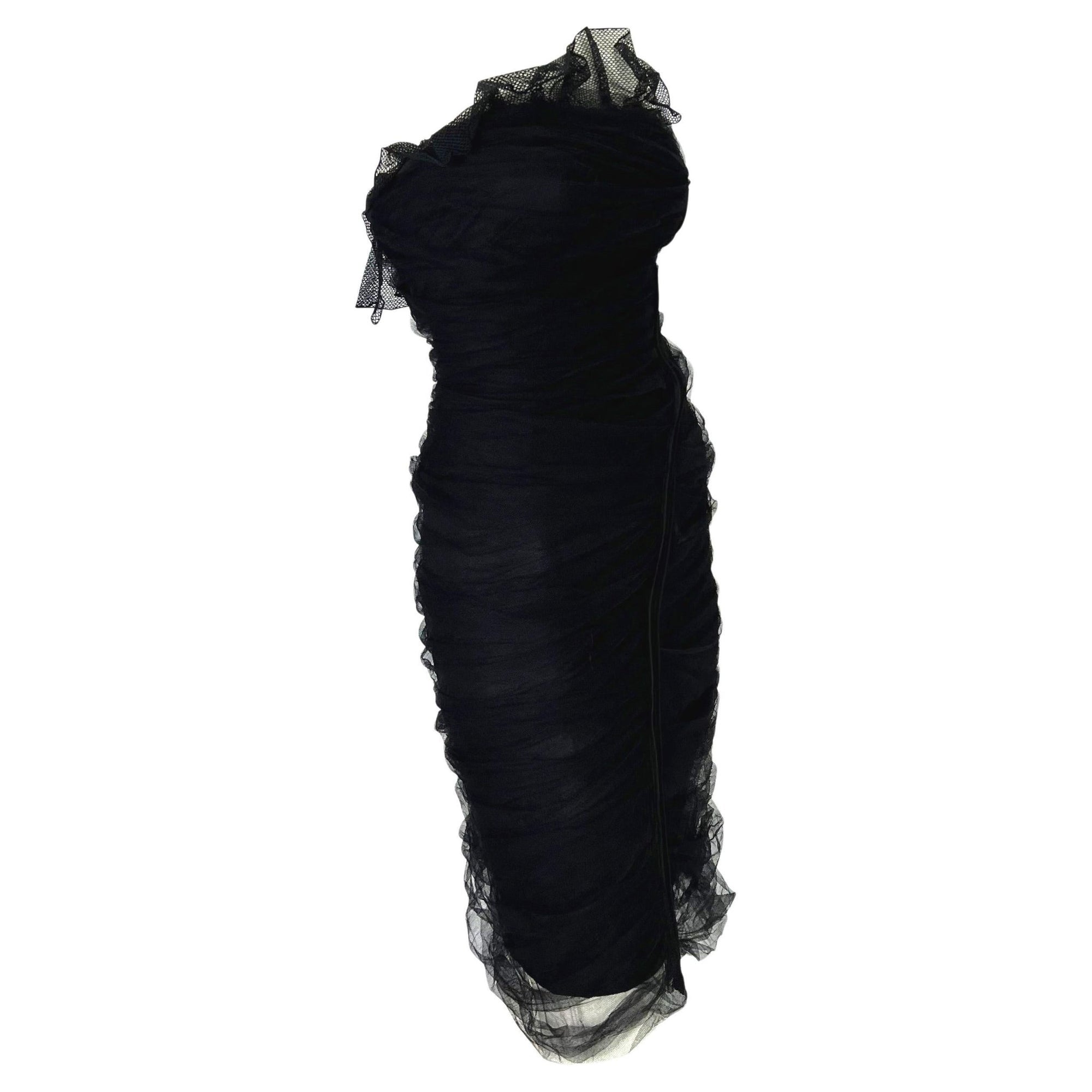 S/S 2001 Yves Saint Laurent by Tom Ford Tulle Overlay Mesh Strapless Dress - RealList