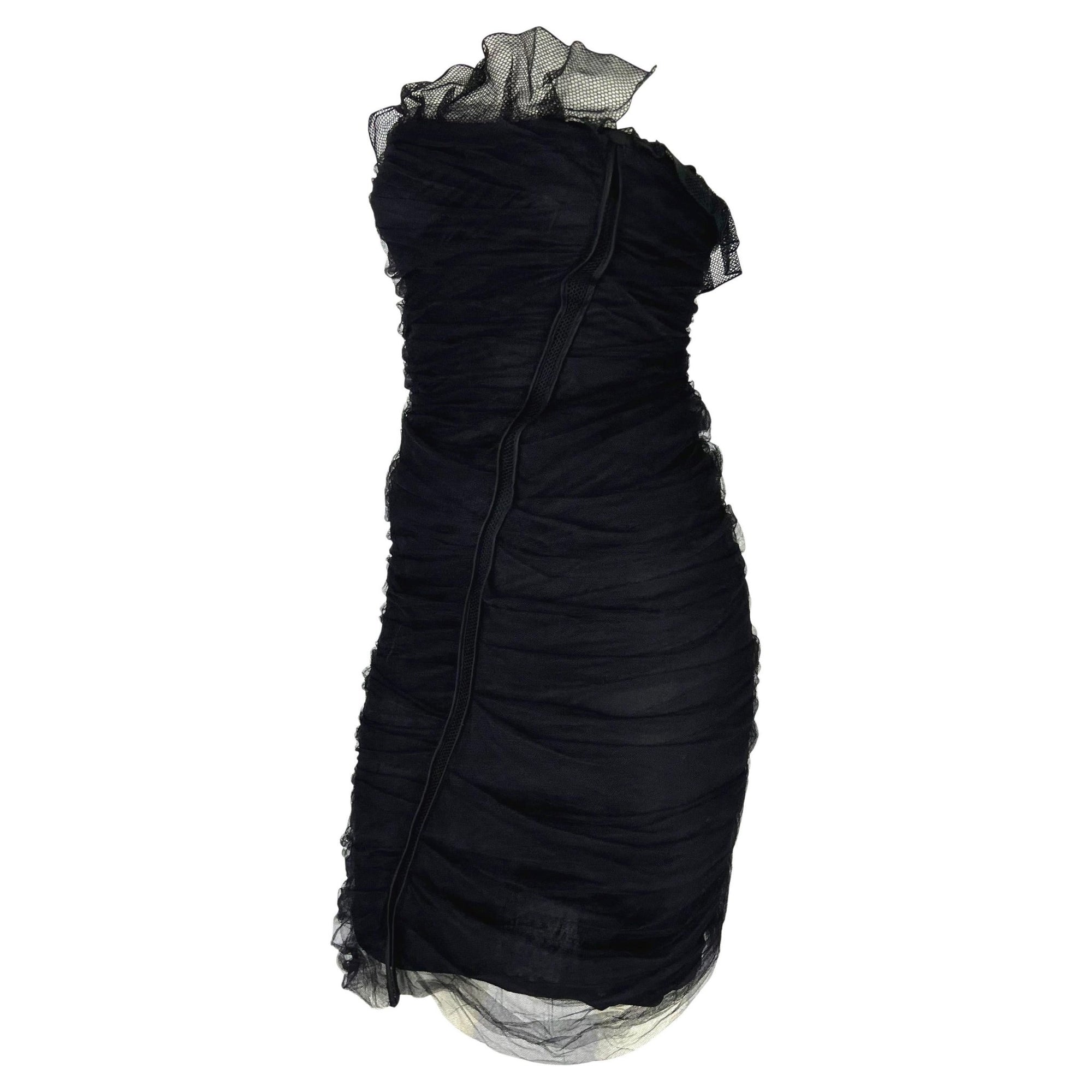 S/S 2001 Yves Saint Laurent by Tom Ford Tulle Overlay Mesh Strapless Dress - RealList
