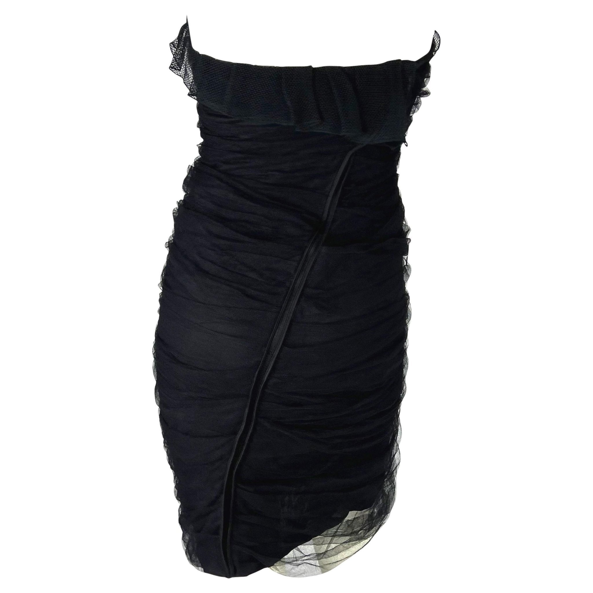 S/S 2001 Yves Saint Laurent by Tom Ford Tulle Overlay Mesh Strapless Dress - RealList