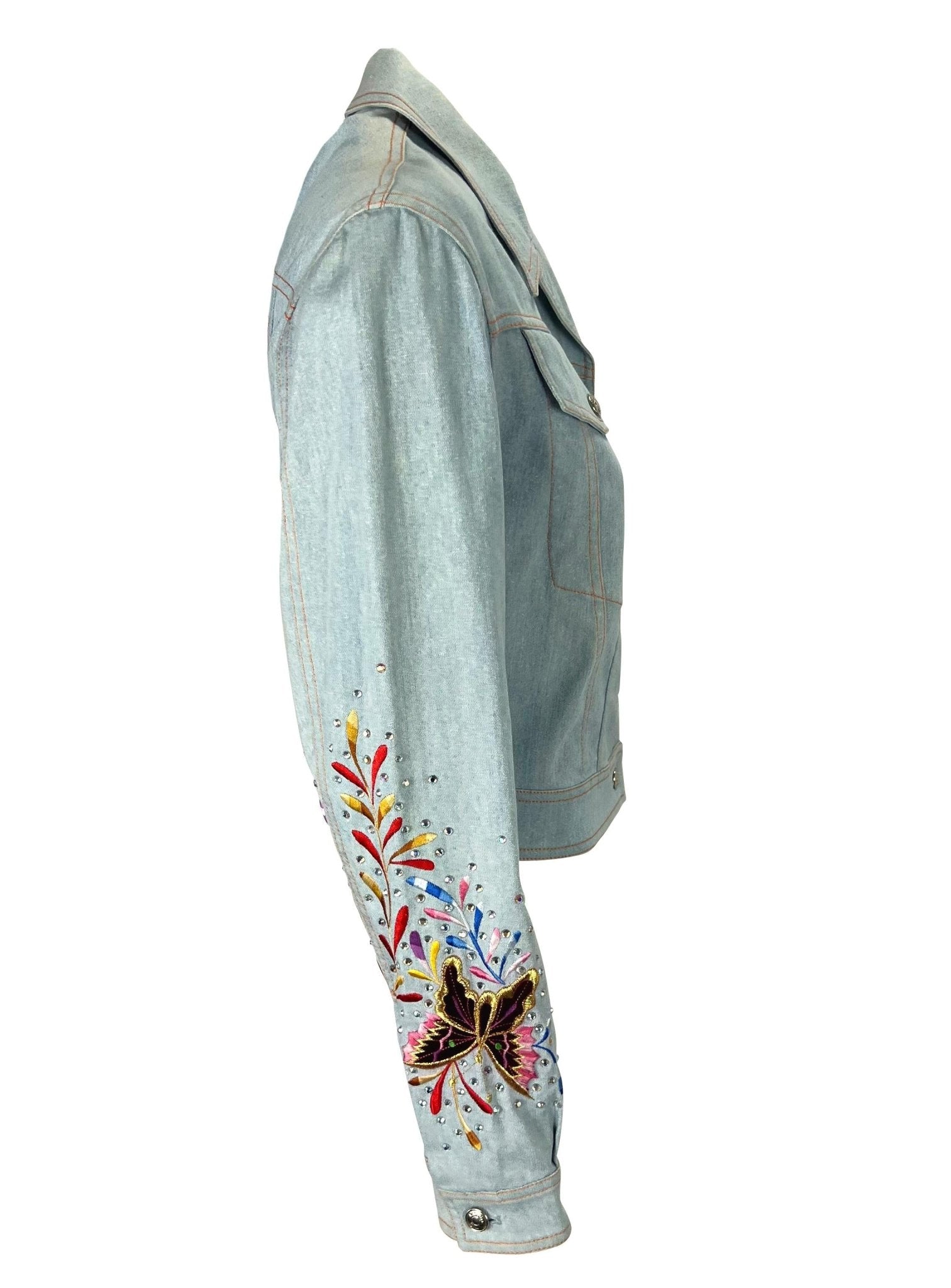 S/S 2002 Christian Dior by John Galliano Denim Butterfly Rhinestone Jacket - RealList