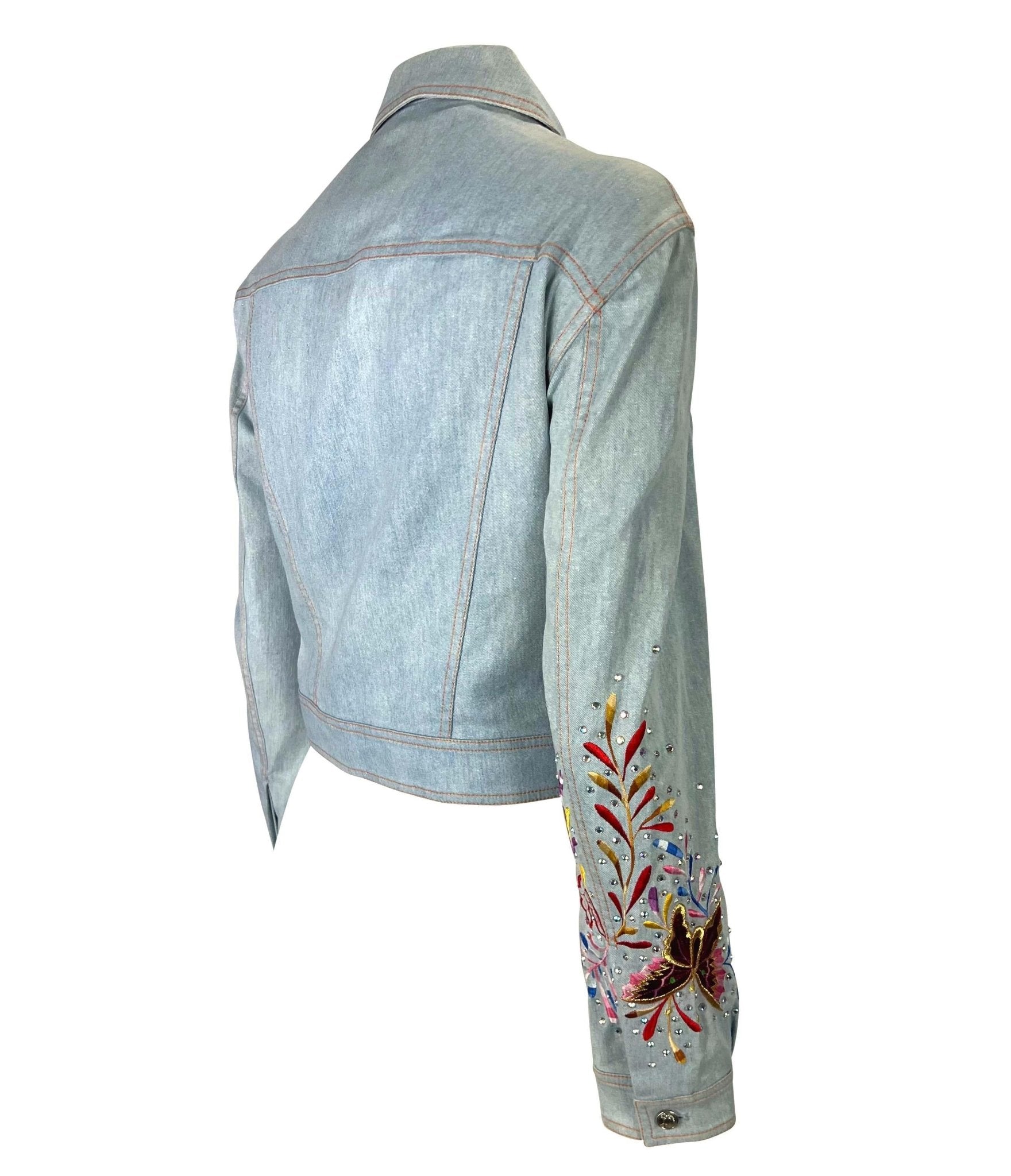 S/S 2002 Christian Dior by John Galliano Denim Butterfly Rhinestone Jacket - RealList