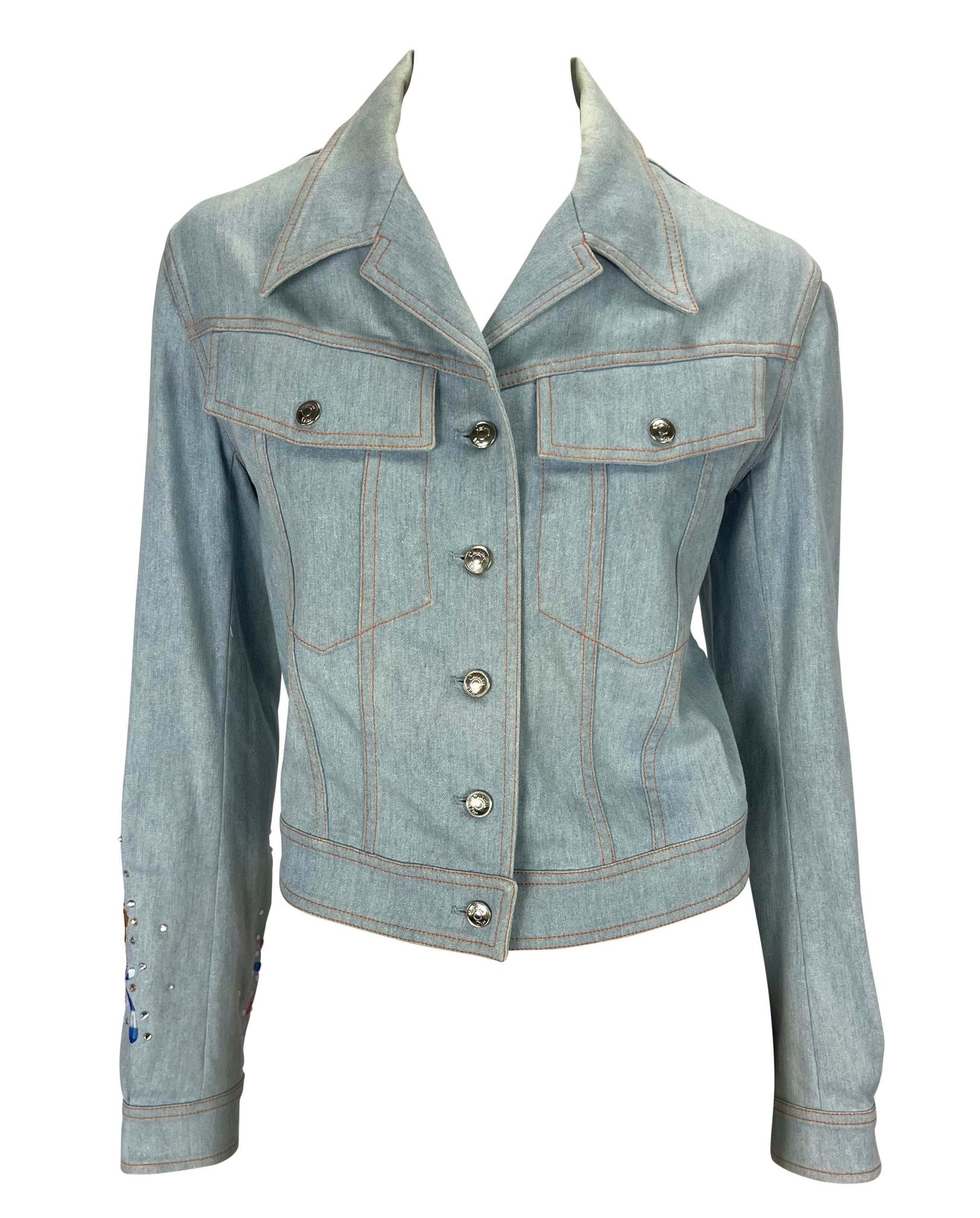 S/S 2002 Christian Dior by John Galliano Denim Butterfly Rhinestone Jacket - RealList