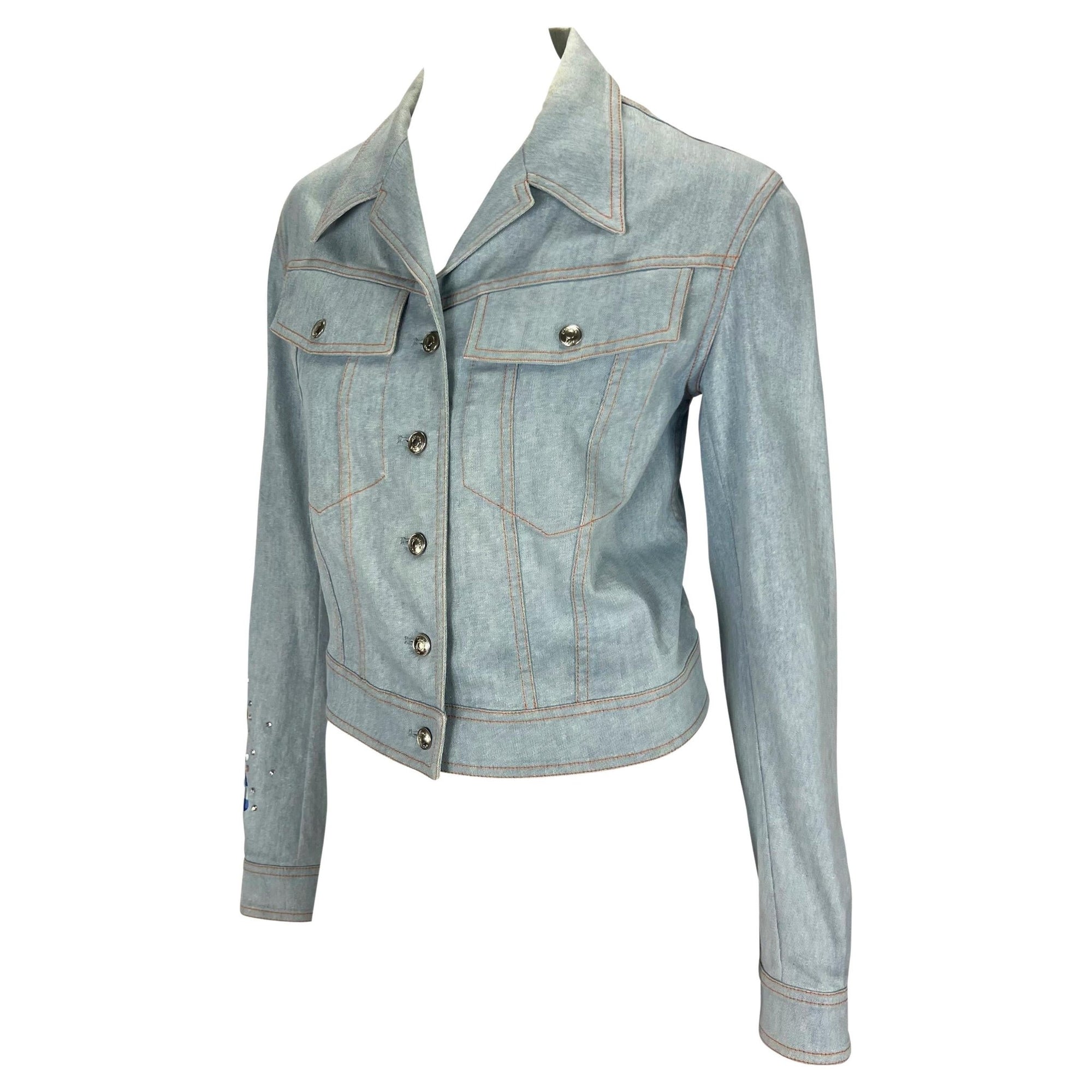 S/S 2002 Christian Dior by John Galliano Denim Butterfly Rhinestone Jacket - RealList