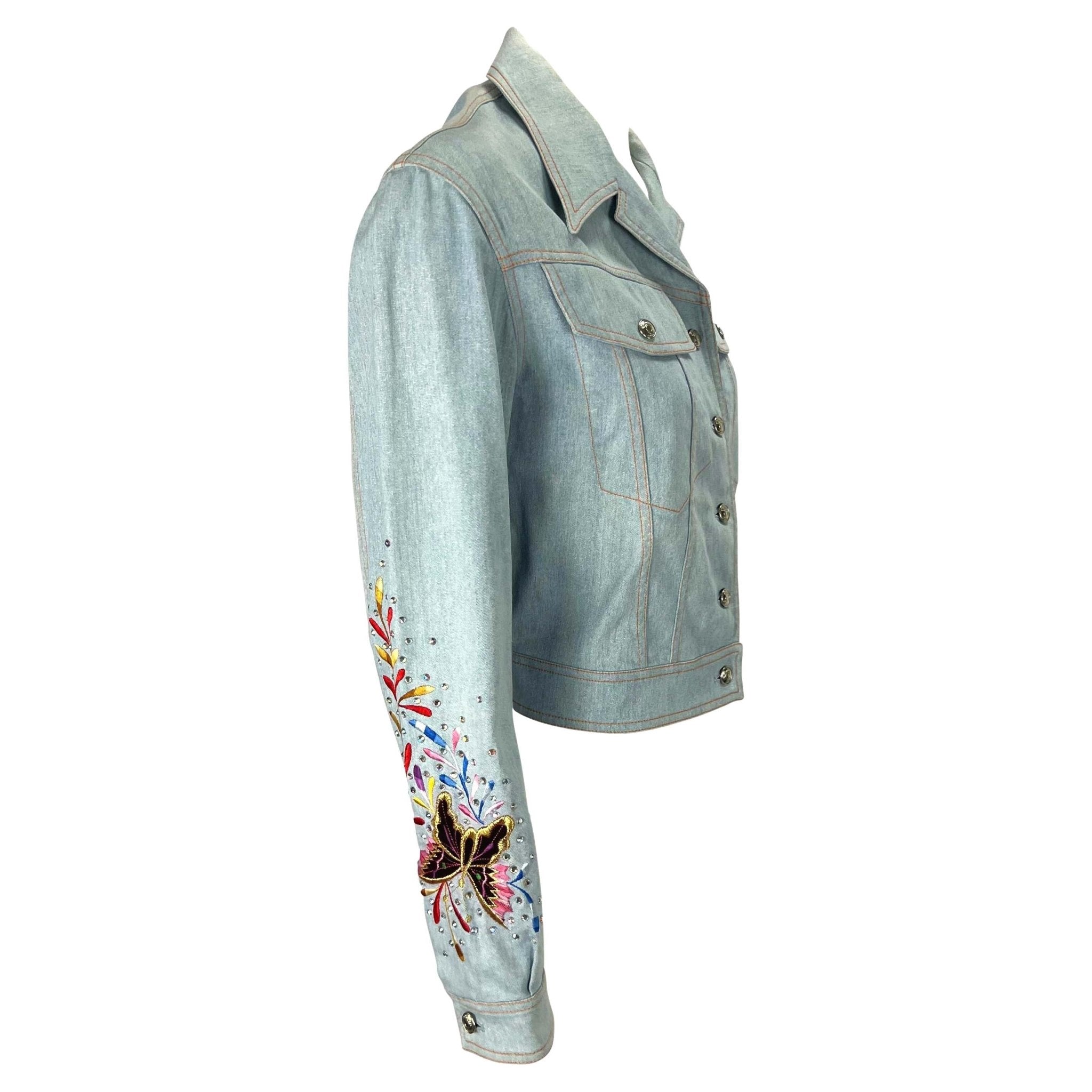 S/S 2002 Christian Dior by John Galliano Denim Butterfly Rhinestone Jacket - RealList