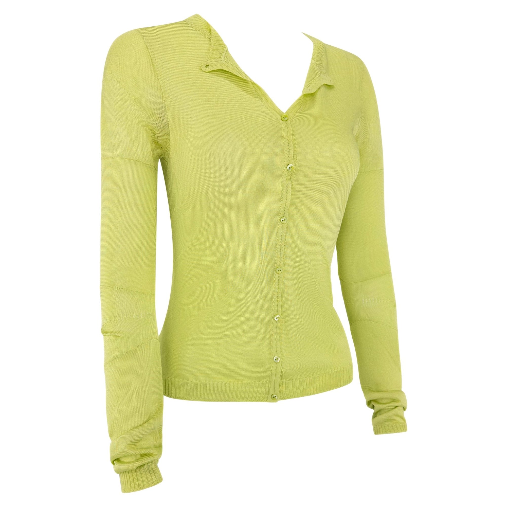 S/S 2002 Christian Dior by John Galliano Green Butterfly Embellished Knit Cardigan - RealList