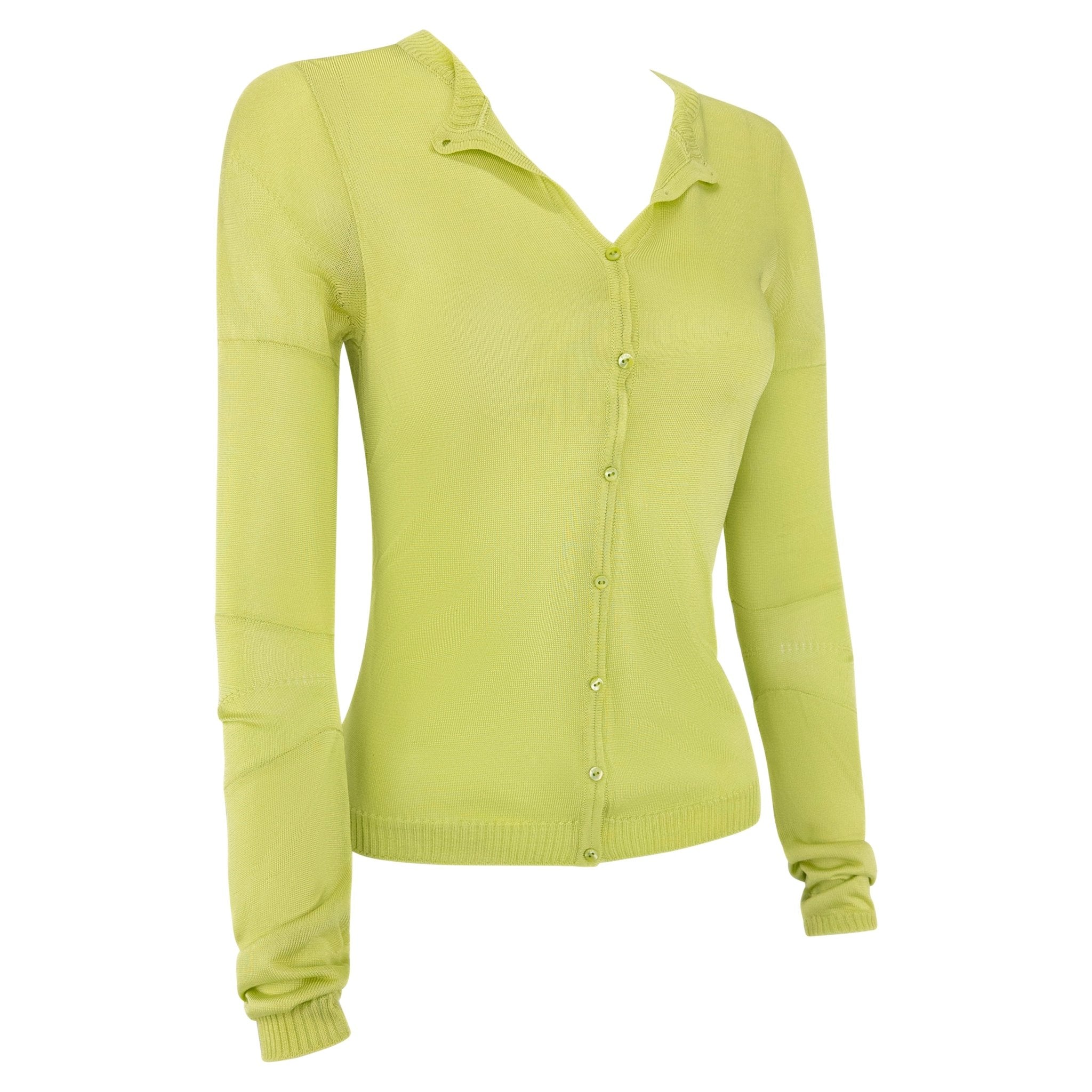 S/S 2002 Christian Dior by John Galliano Green Butterfly Embellished Knit Cardigan - RealList