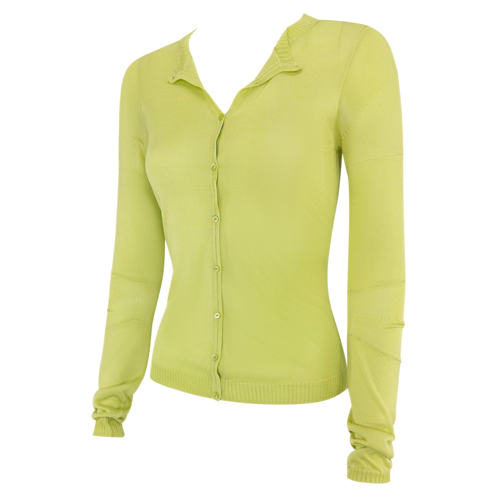 S/S 2002 Christian Dior by John Galliano Green Butterfly Embellished Knit Cardigan - RealList