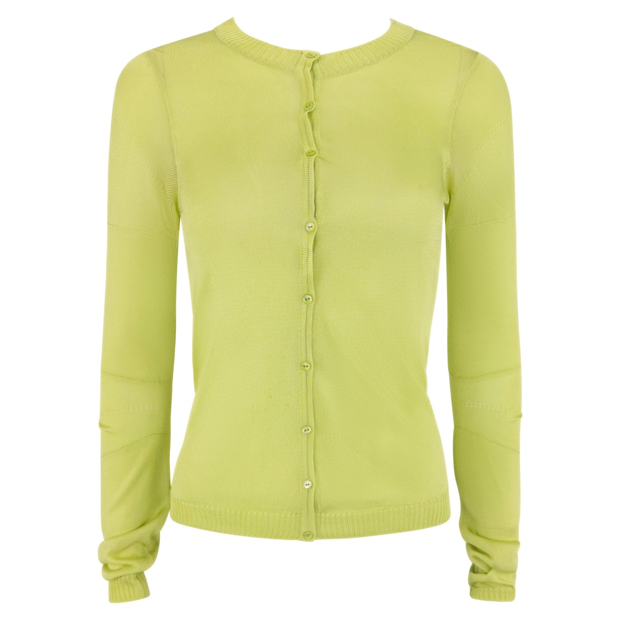 S/S 2002 Christian Dior by John Galliano Green Butterfly Embellished Knit Cardigan - RealList