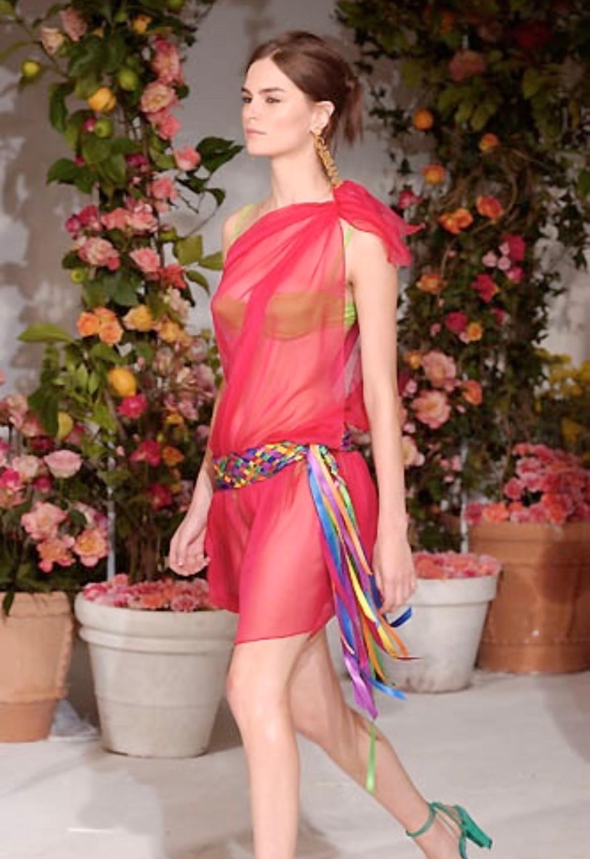 S/S 2002 Dolce & Gabbana Runway Multicolor Woven Silk Ribbon Belt - RealList