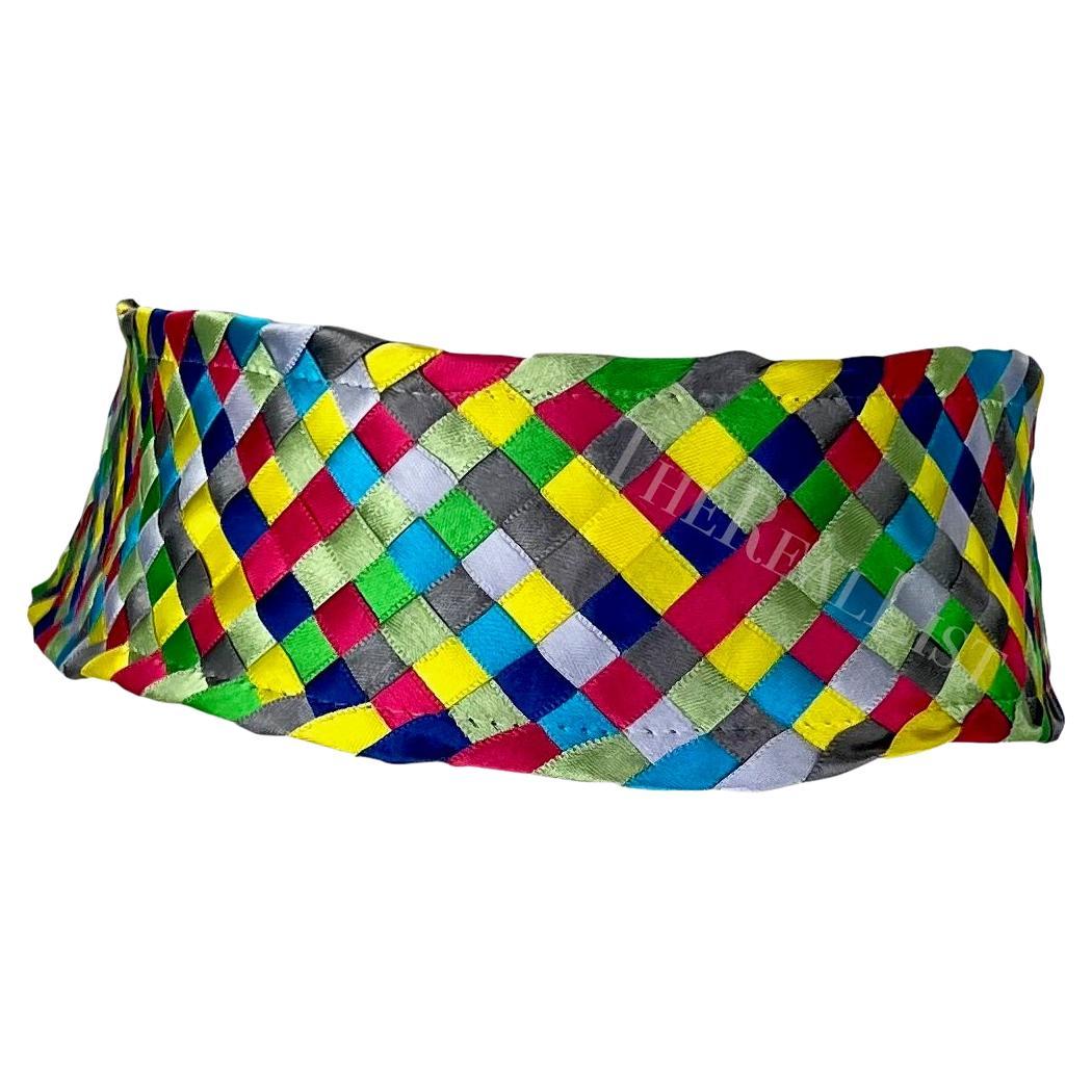 S/S 2002 Dolce & Gabbana Runway Multicolor Woven Silk Ribbon Belt - RealList