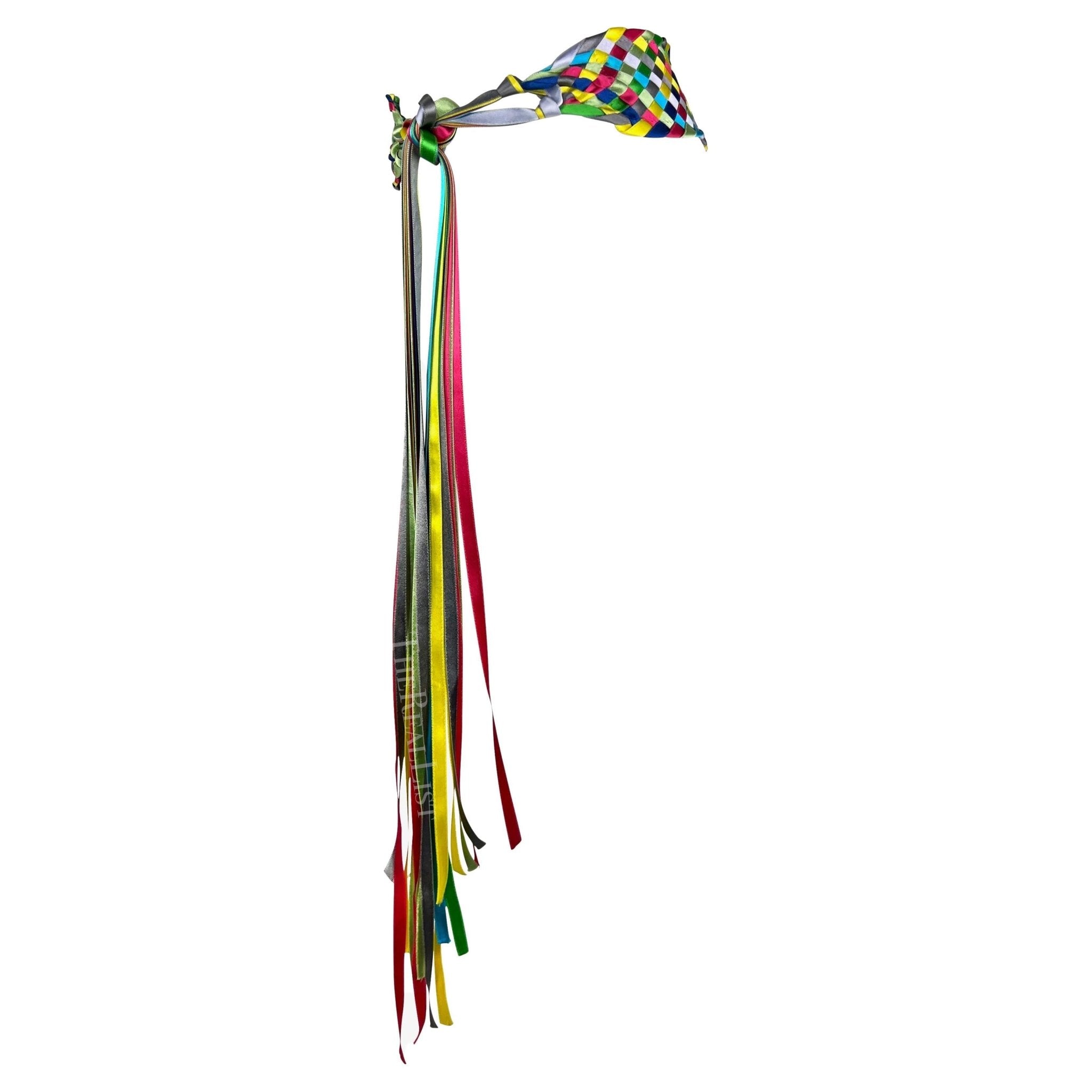 S/S 2002 Dolce & Gabbana Runway Multicolor Woven Silk Ribbon Belt - RealList