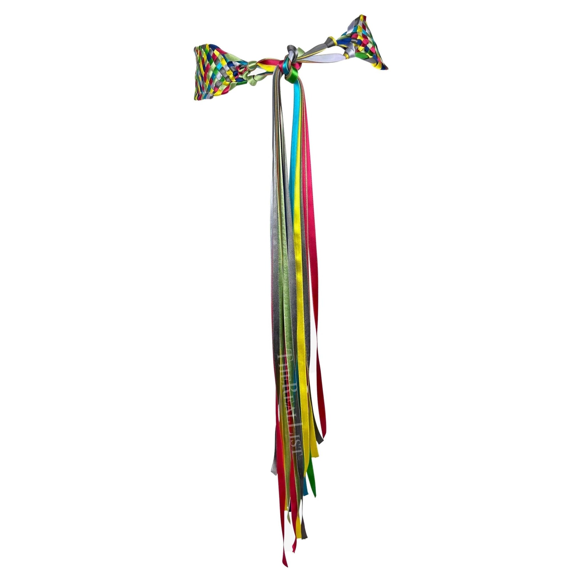 S/S 2002 Dolce & Gabbana Runway Multicolor Woven Silk Ribbon Belt - RealList