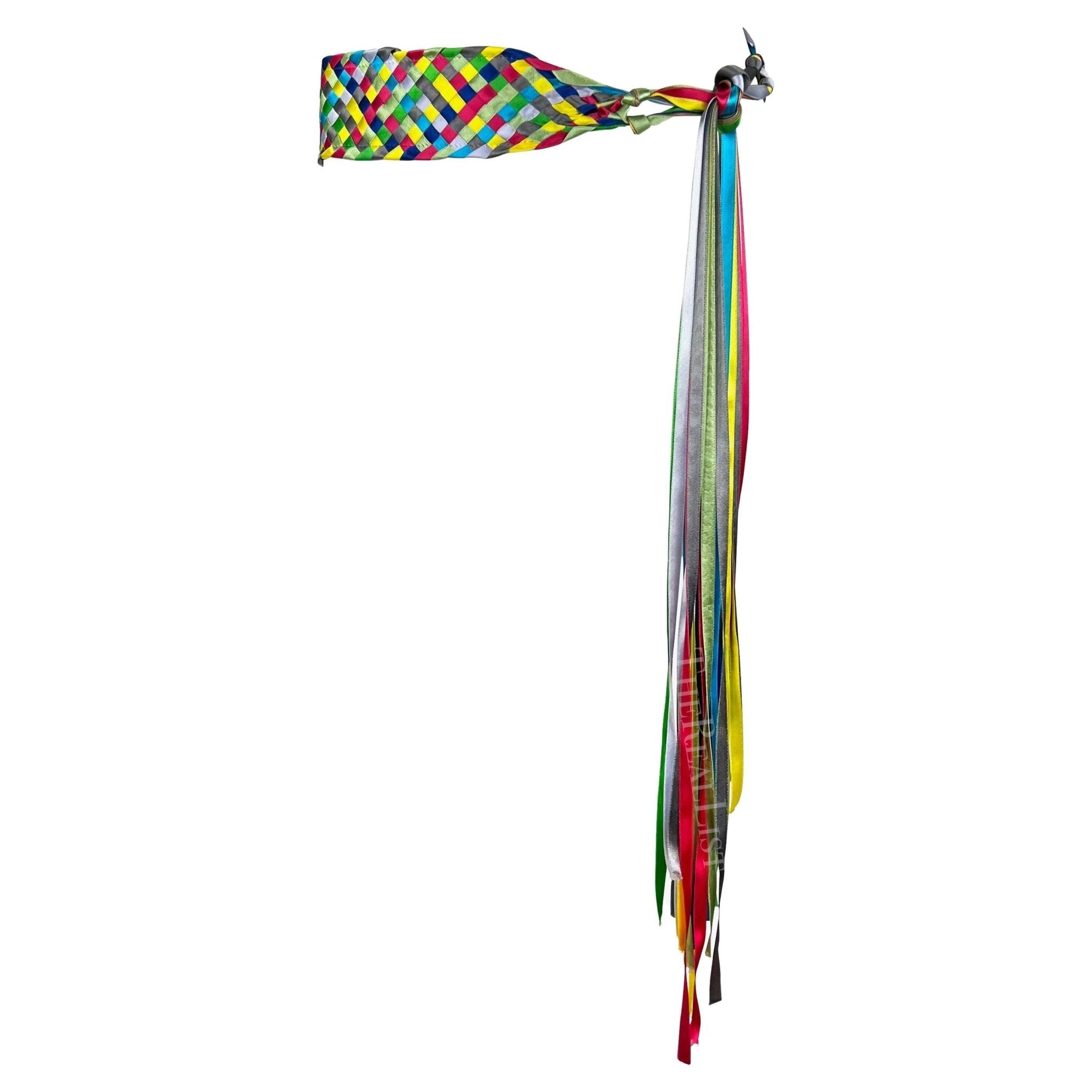 S/S 2002 Dolce & Gabbana Runway Multicolor Woven Silk Ribbon Belt - RealList