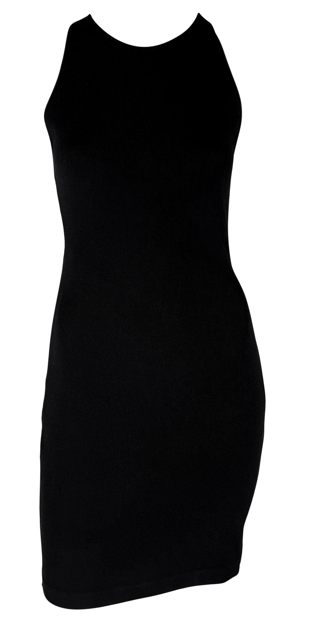 S/S 2002 Gianni Versace by Donatella Black Bodycon Knit Eyelet Cutout Sleeveless - RealList