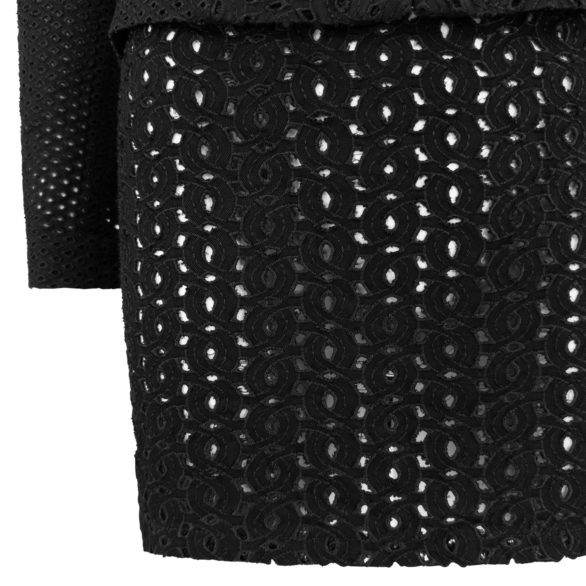 S/S 2002 Gianni Versace by Donatella Black Broderie Anglaise Mini Skirt Suit - RealList