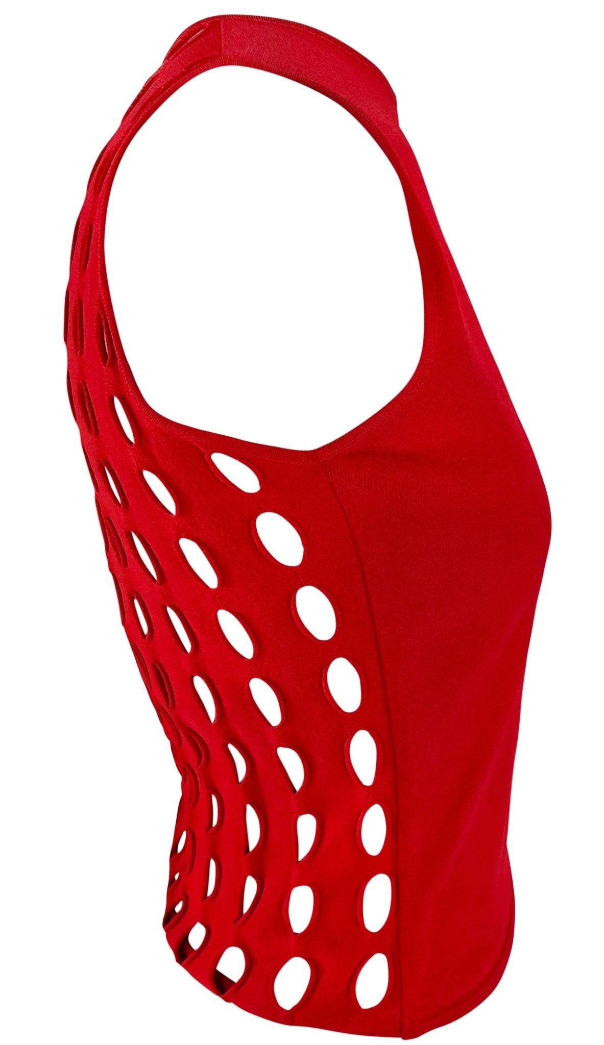 S/S 2002 Gianni Versace by Donatella Red Cut Out Sleeveless Top - RealList