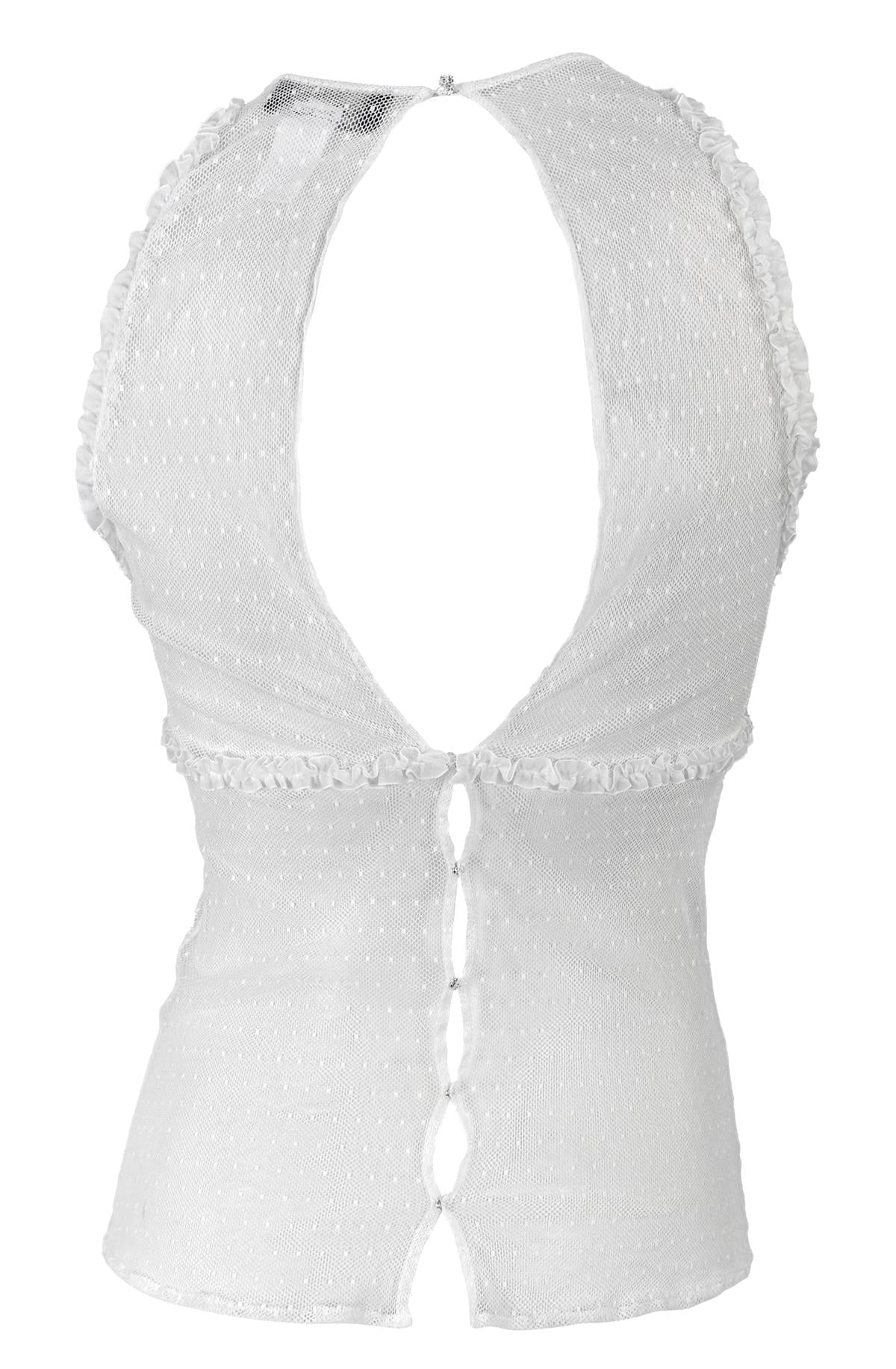 S/S 2002 Gianni Versace by Donatella Runway Sheer White Sleeveless Ruffle Tank Top - RealList