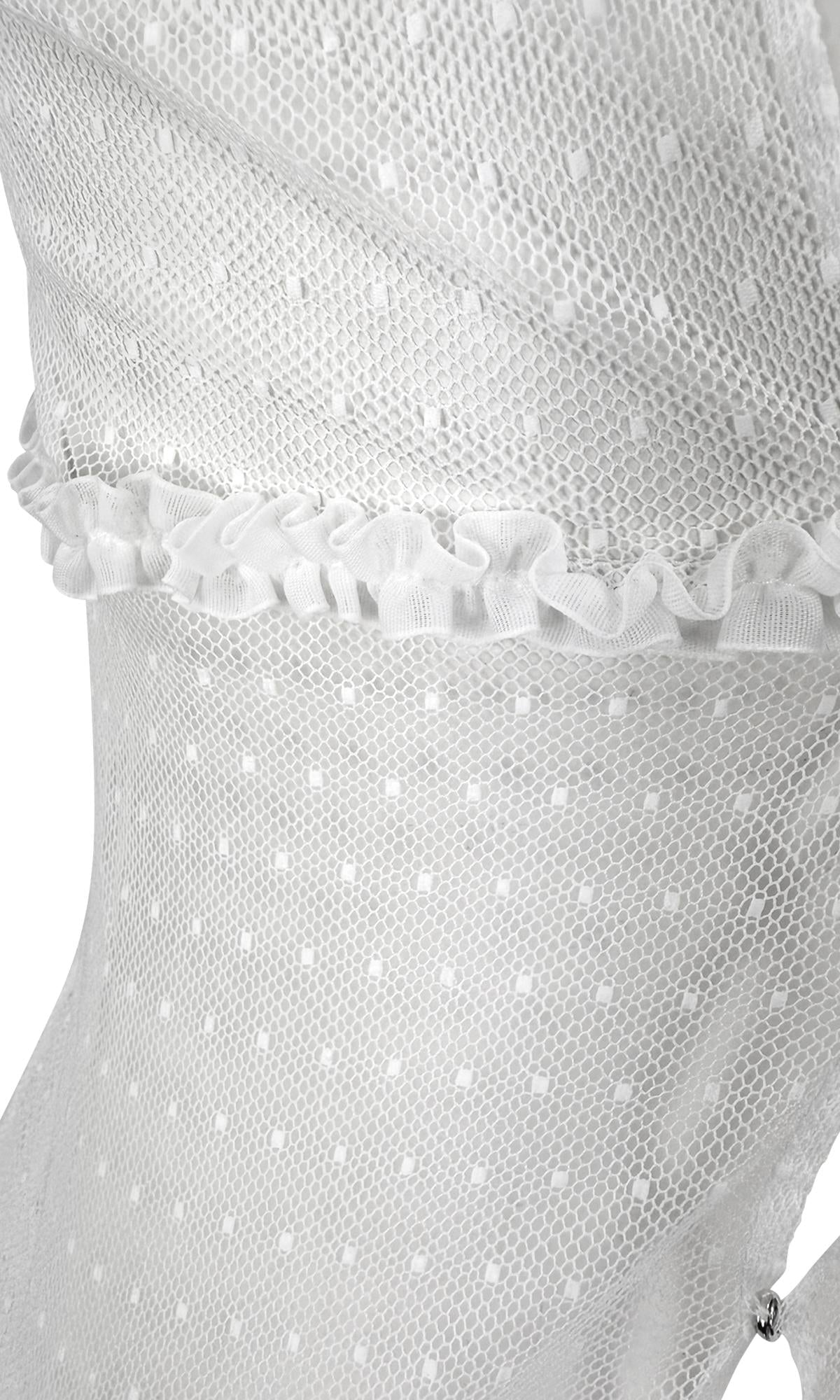 S/S 2002 Gianni Versace by Donatella Runway Sheer White Sleeveless Ruffle Tank Top - RealList