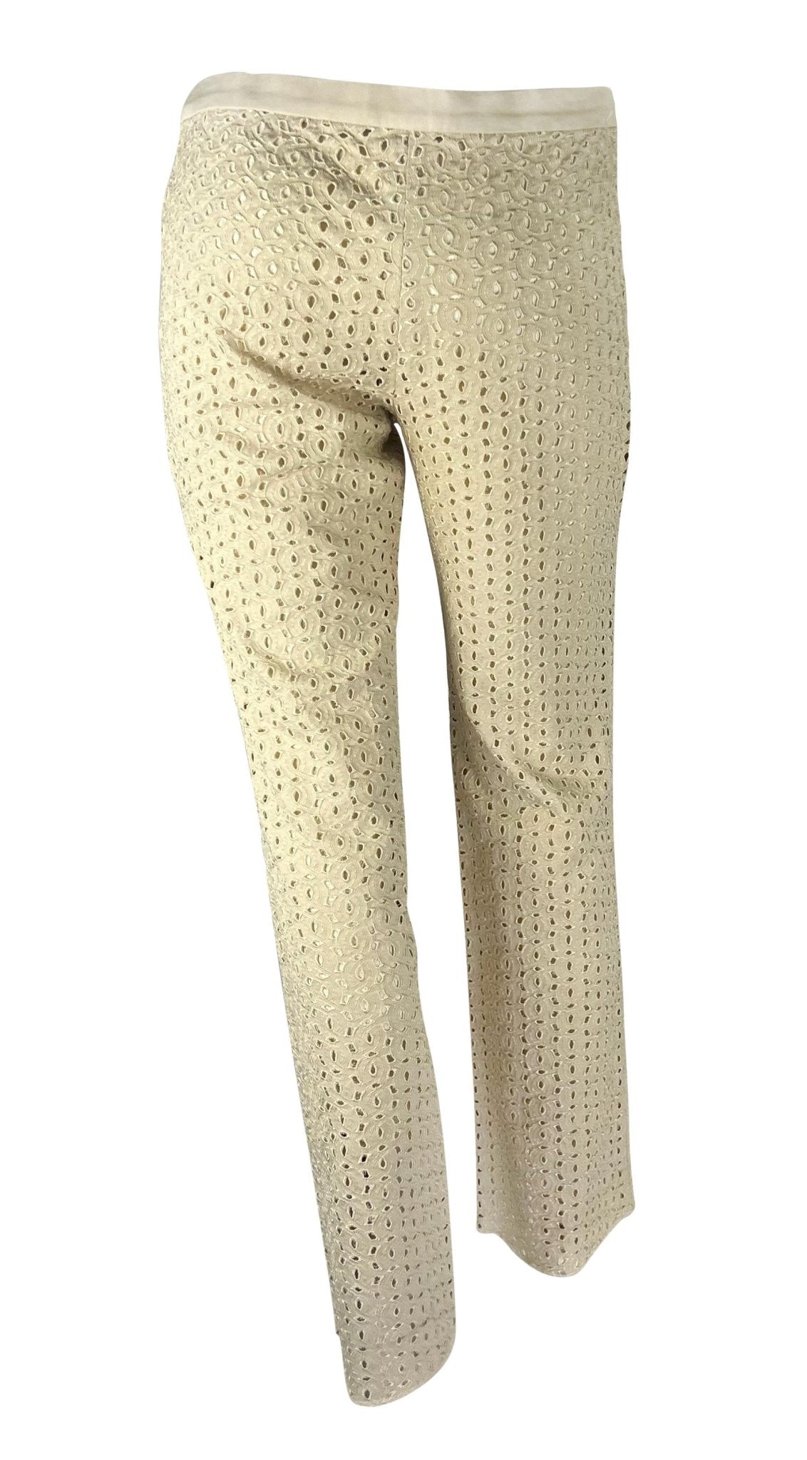 S/S 2002 Gianni Versace by Donatella Sheer Broderie Anglaise Off - White Pants - RealList