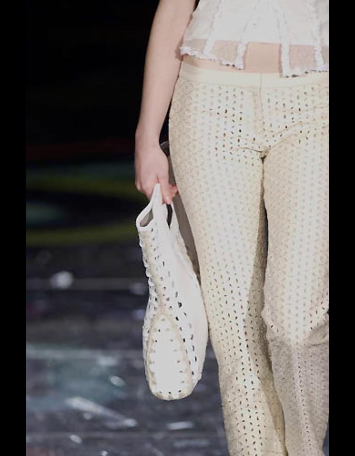 S/S 2002 Gianni Versace by Donatella Sheer Broderie Anglaise Off - White Pants - RealList