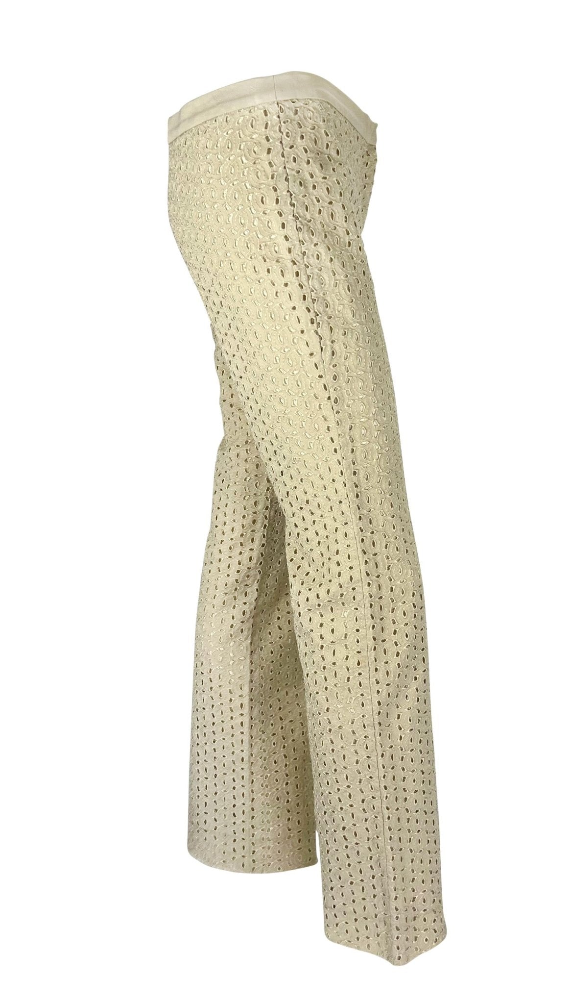 S/S 2002 Gianni Versace by Donatella Sheer Broderie Anglaise Off - White Pants - RealList