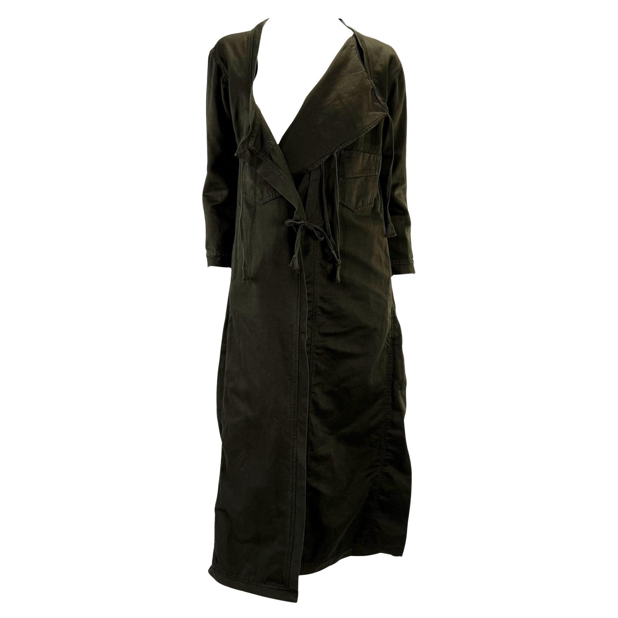 S/S 2002 Gucci by Tom Ford Brown Cotton Oversized Cotton Duster Coat Dress - RealList