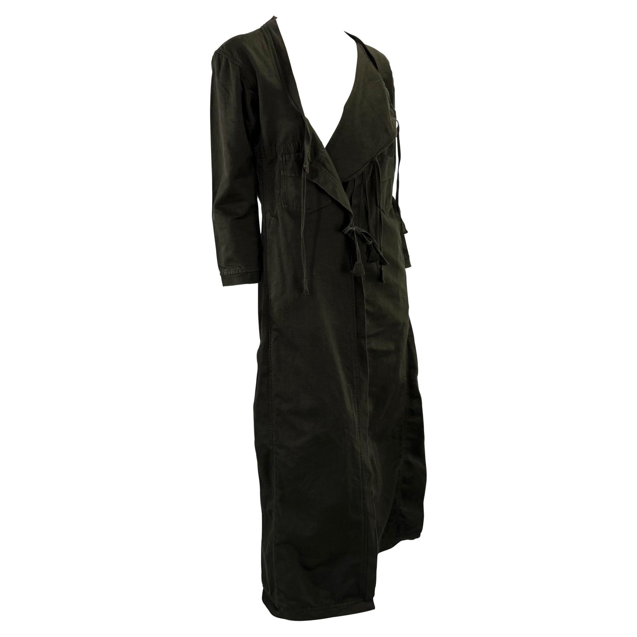S/S 2002 Gucci by Tom Ford Brown Cotton Oversized Cotton Duster Coat Dress - RealList