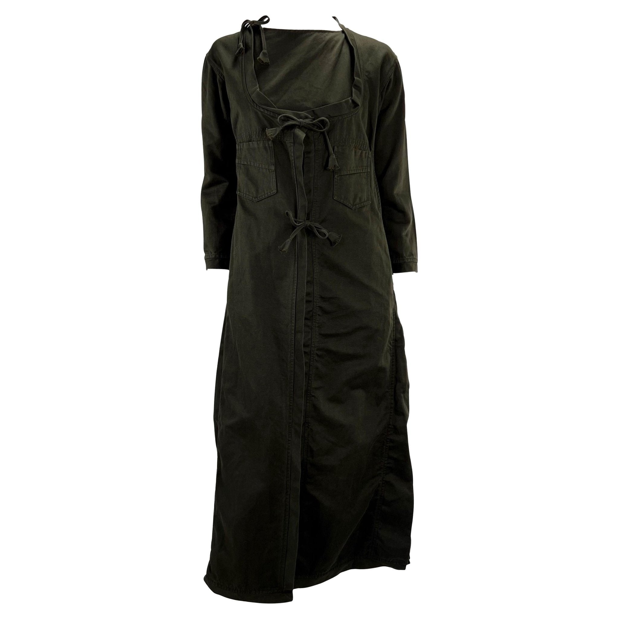 S/S 2002 Gucci by Tom Ford Brown Cotton Oversized Cotton Duster Coat Dress - RealList