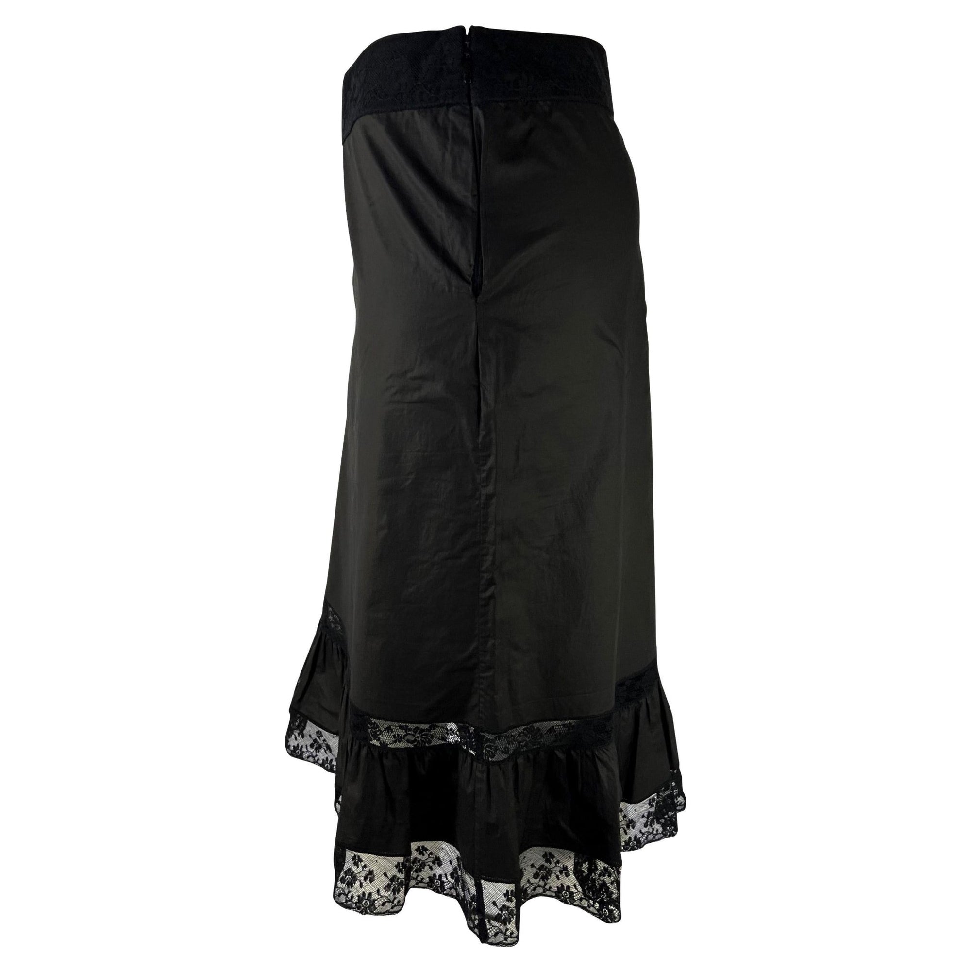 S/S 2002 Gucci by Tom Ford Cotton Black Lace Trim Ruffle Skirt - RealList