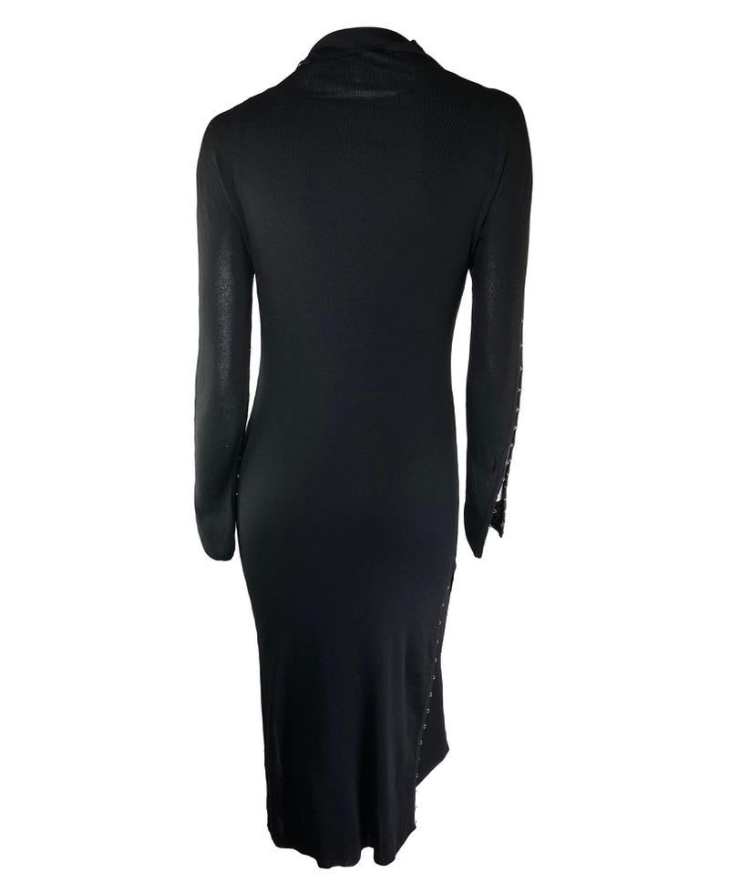 S/S 2002 Gucci by Tom Ford Knit Hook Closure Runway Black Knit Dress Set - RealList