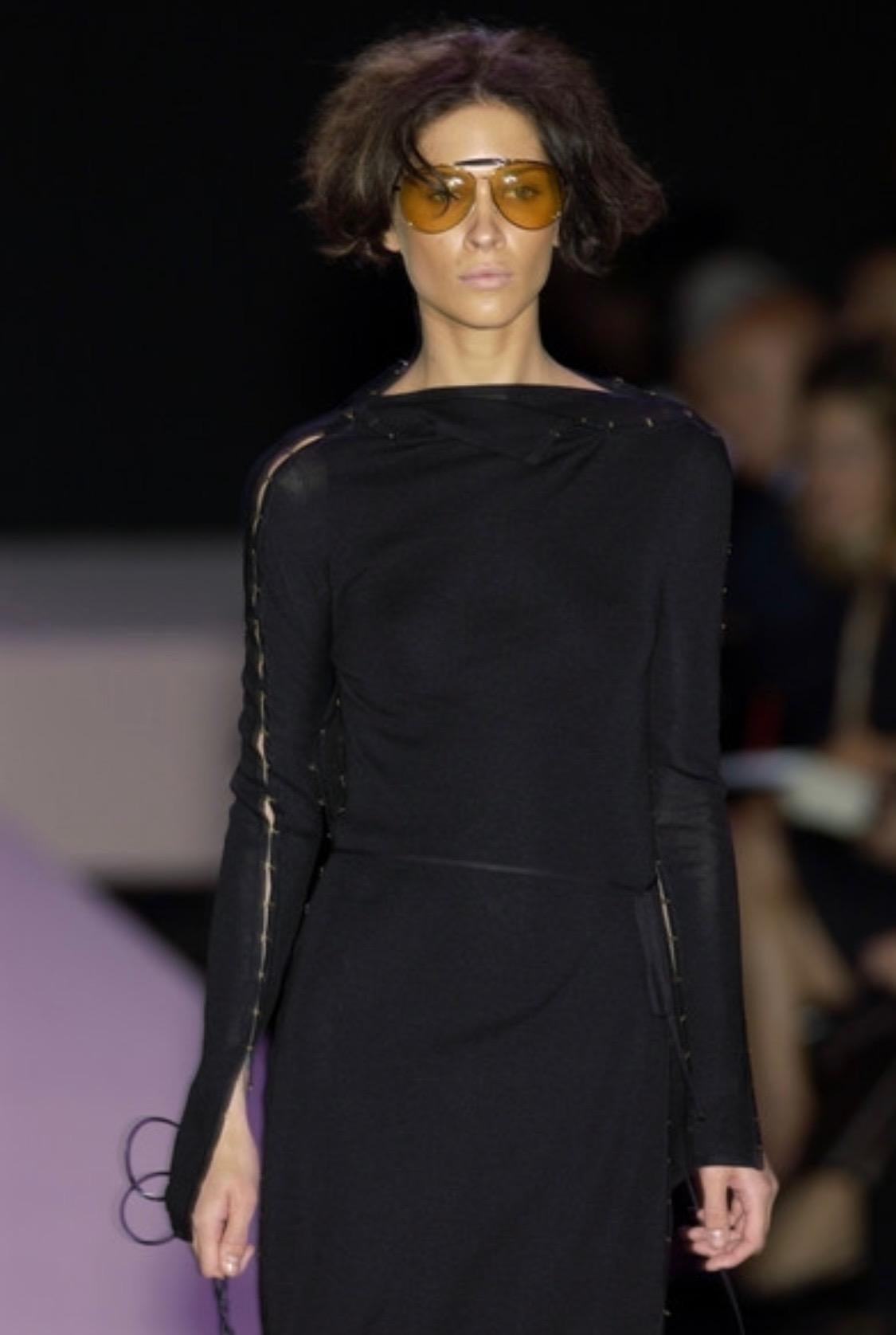 S/S 2002 Gucci by Tom Ford Knit Hook Closure Runway Black Knit Dress Set - RealList