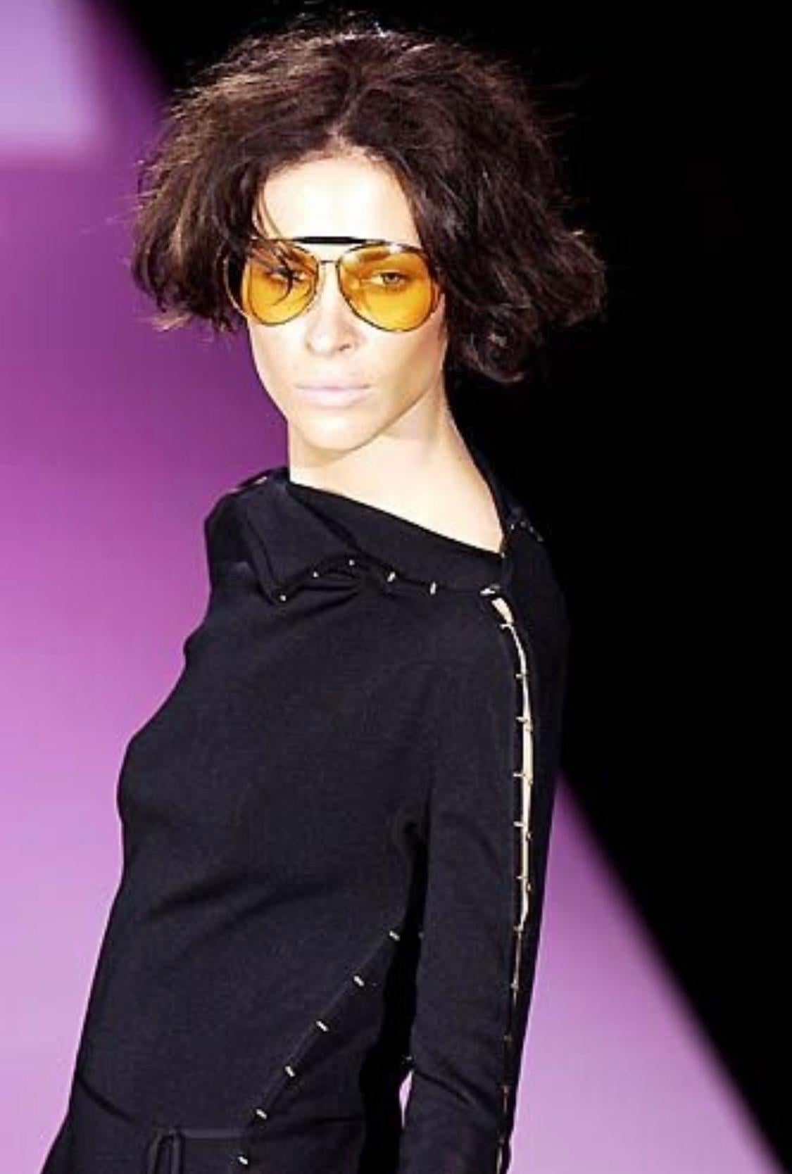 S/S 2002 Gucci by Tom Ford Knit Hook Closure Runway Black Knit Dress Set - RealList