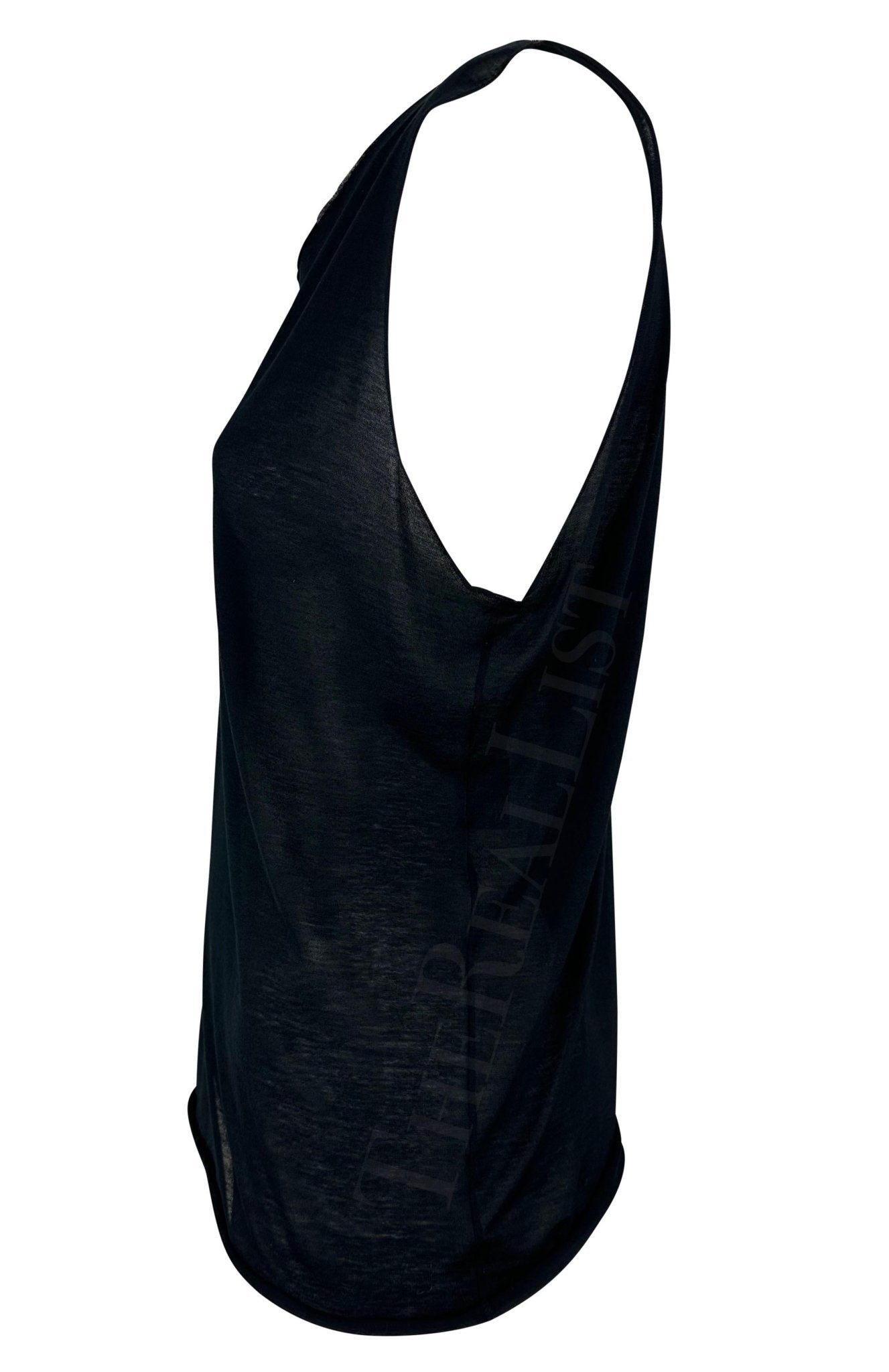 S/S 2002 Gucci by Tom Ford Runway Black Heart Cutout Sheer Stretch Cotton Shirt - RealList