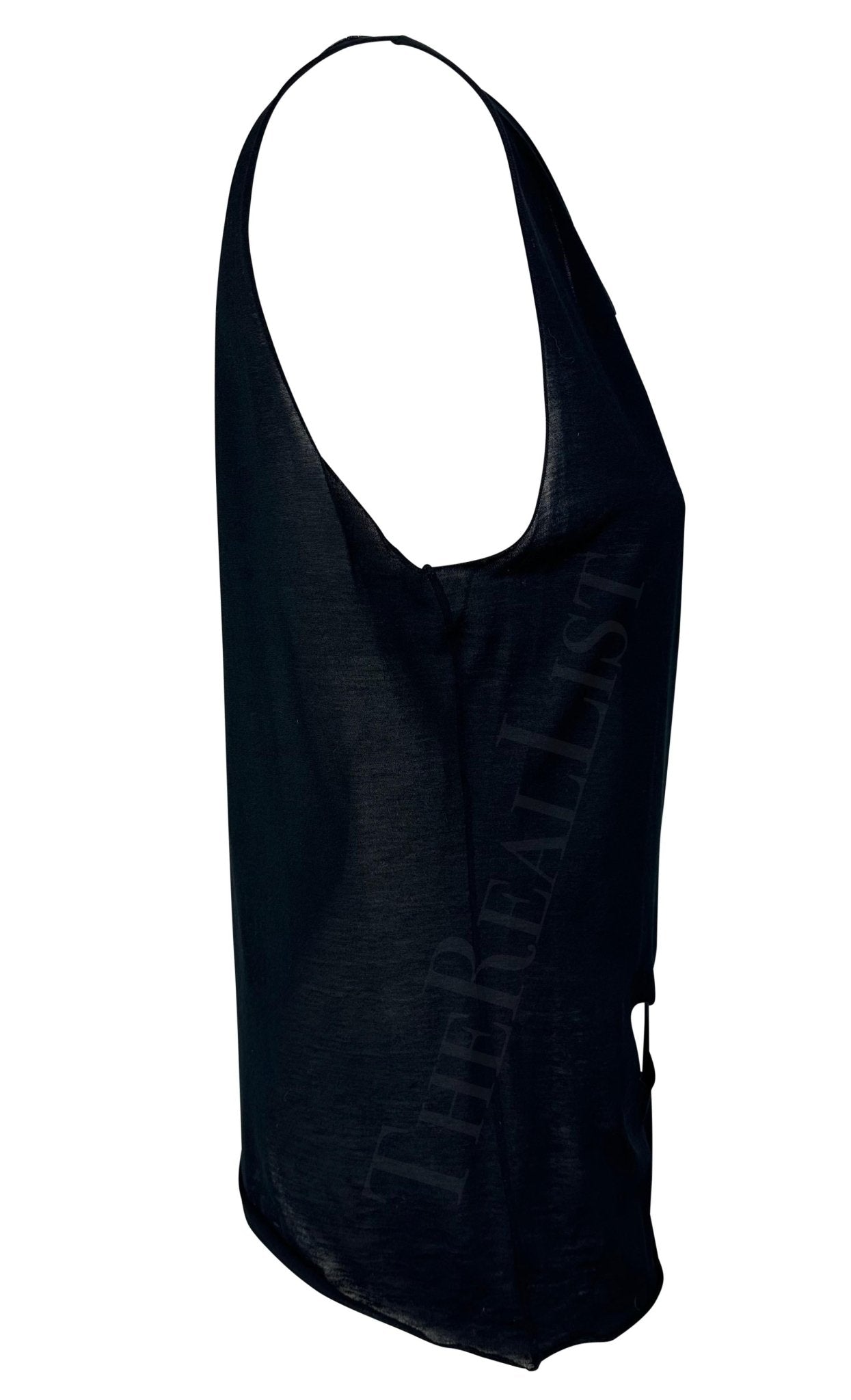 S/S 2002 Gucci by Tom Ford Runway Black Heart Cutout Sheer Stretch Cotton Shirt - RealList