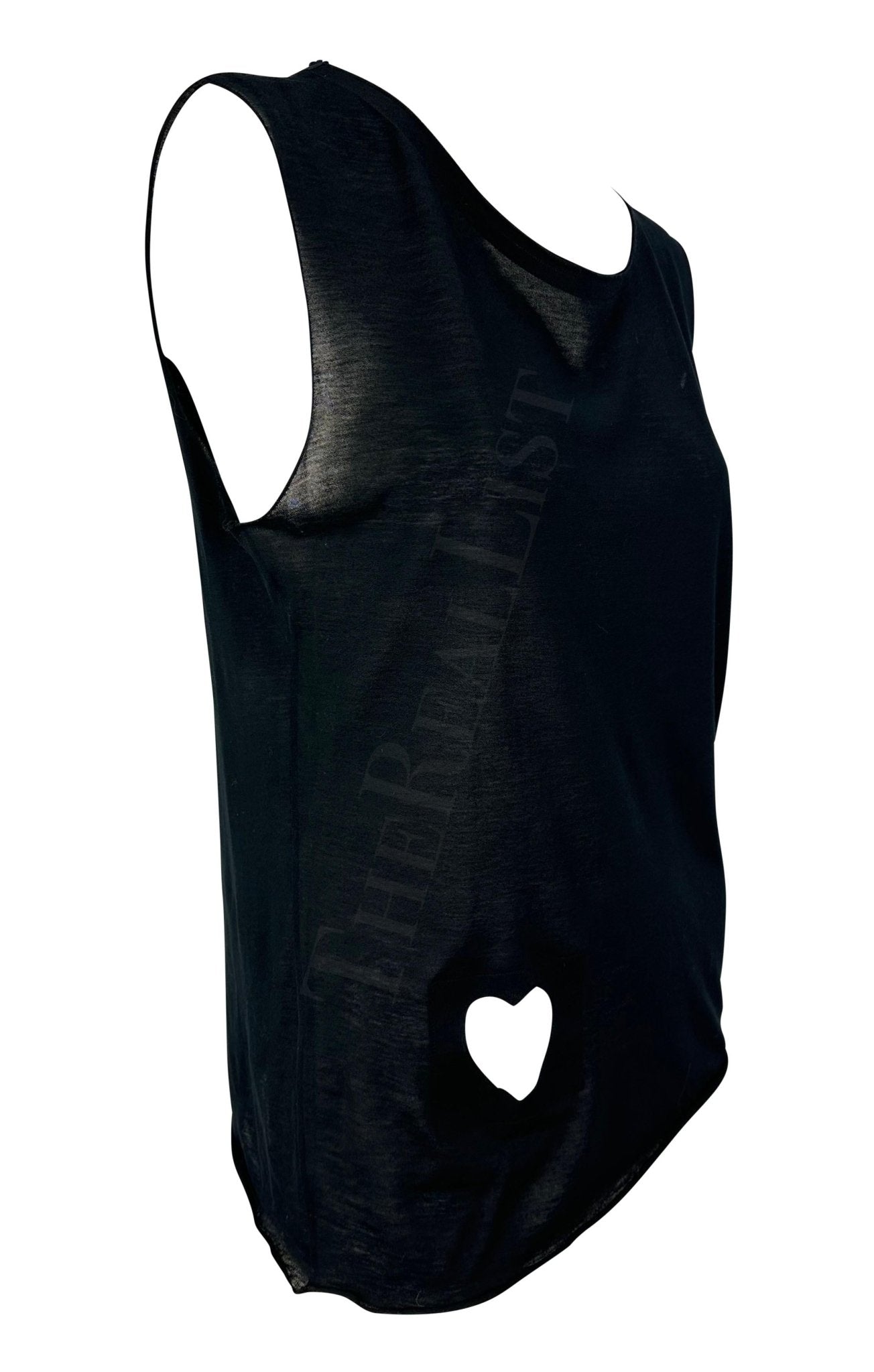 S/S 2002 Gucci by Tom Ford Runway Black Heart Cutout Sheer Stretch Cotton Shirt - RealList