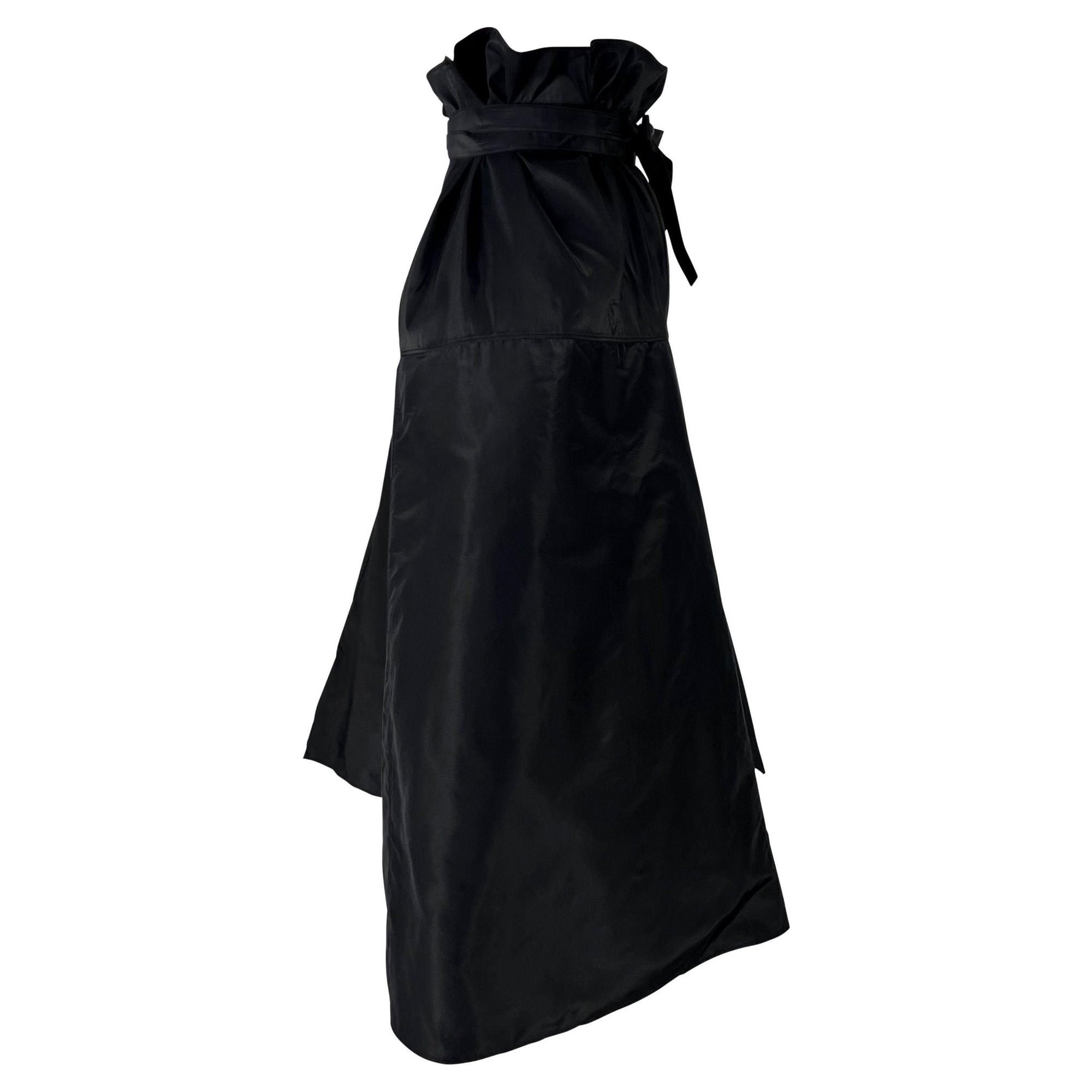 S/S 2002 Gucci by Tom Ford Runway Black Silk Taffeta Belted Wrap Oversized Skirt - RealList