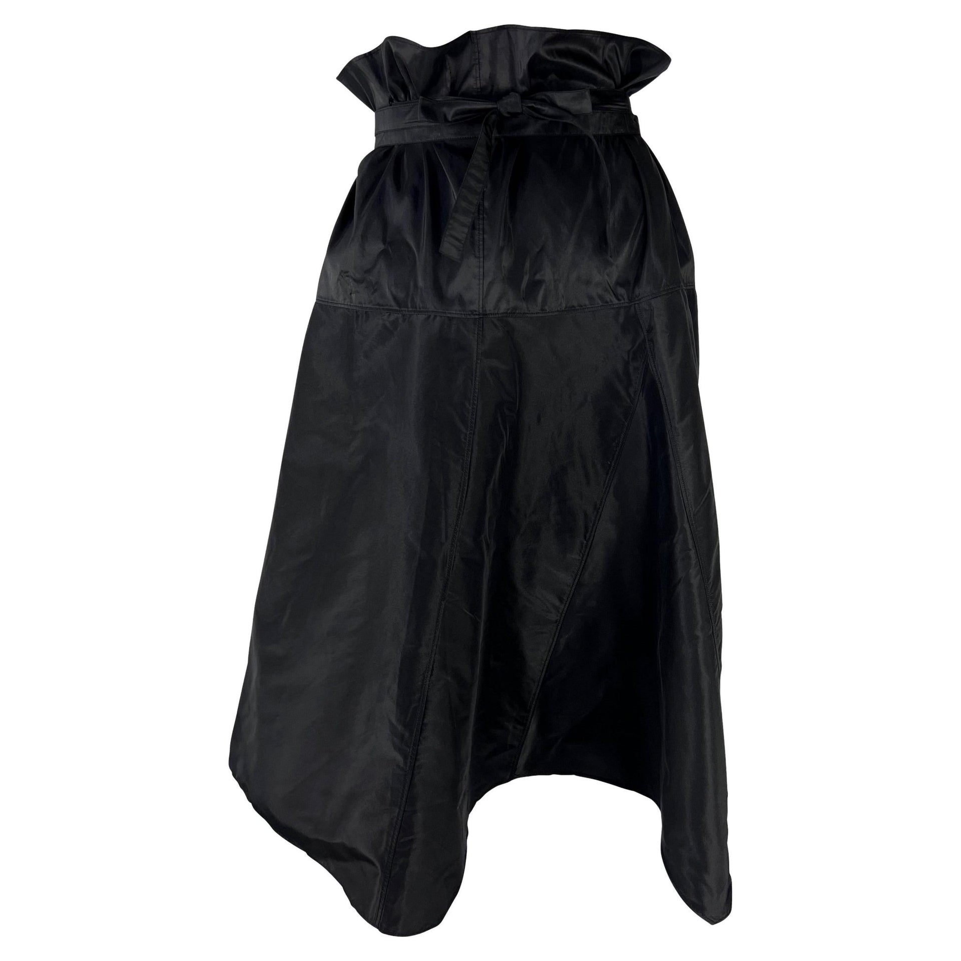 S/S 2002 Gucci by Tom Ford Runway Black Silk Taffeta Belted Wrap Oversized Skirt - RealList