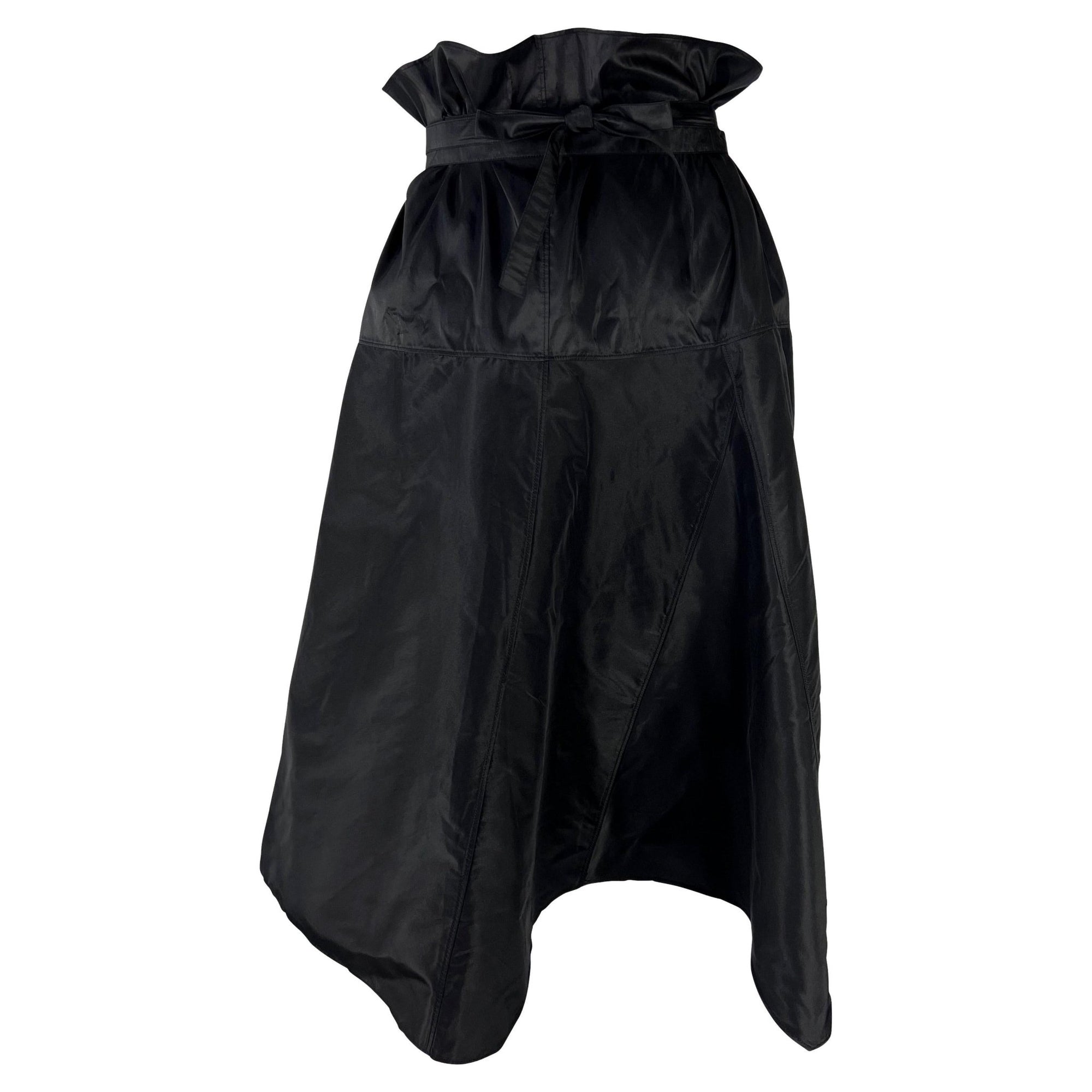 S/S 2002 Gucci by Tom Ford Runway Black Silk Taffeta Belted Wrap Oversized Skirt - RealList