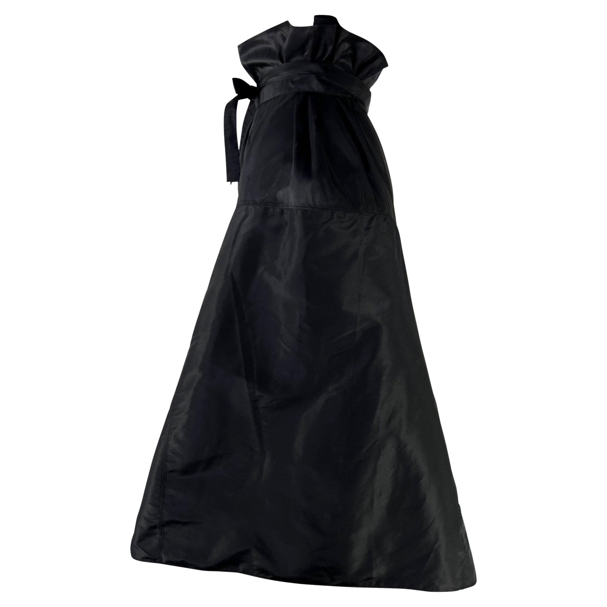 S/S 2002 Gucci by Tom Ford Runway Black Silk Taffeta Belted Wrap Oversized Skirt - RealList