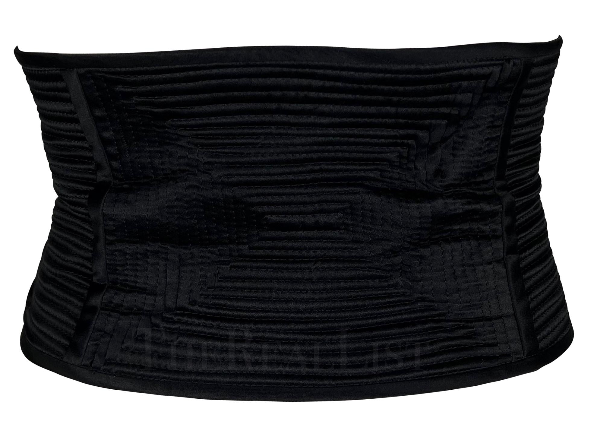 S/S 2002 Valentino Garavani Runway Ad Black Quilted Beaded Corset Waist Belt - RealList