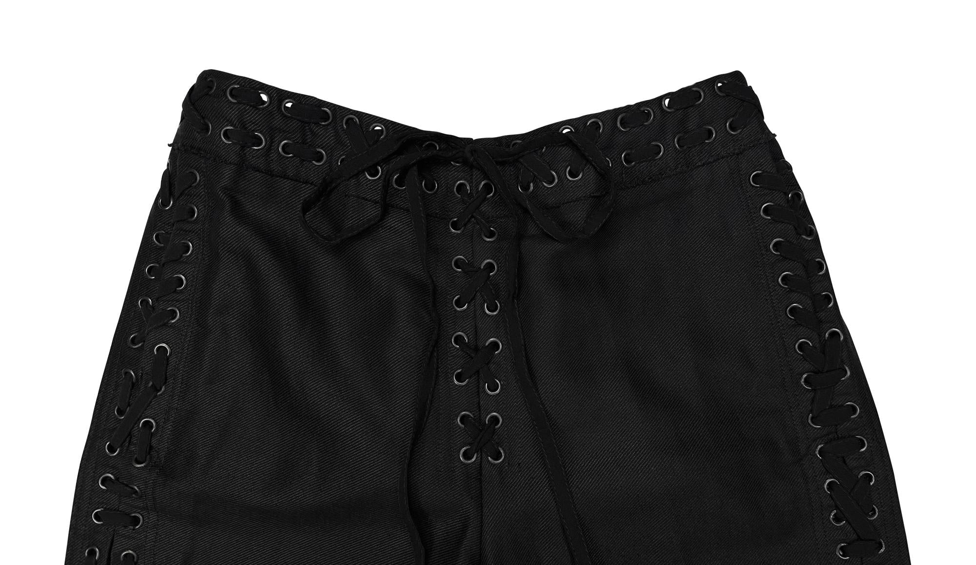 S/S 2002 Yves Saint Laurent by Tom Ford Black Denim Lace Up Pants - RealList