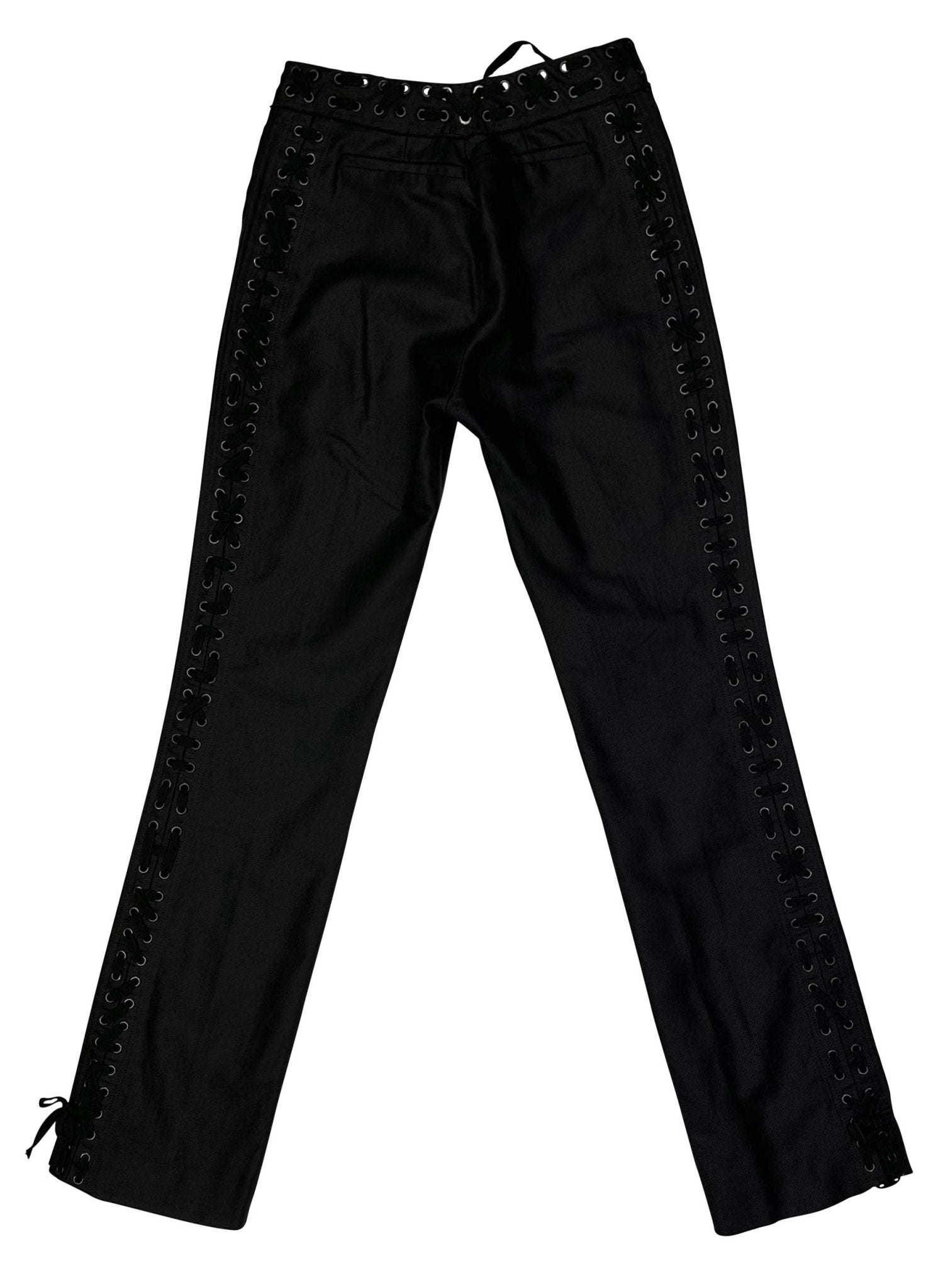 S/S 2002 Yves Saint Laurent by Tom Ford Black Denim Lace Up Pants - RealList