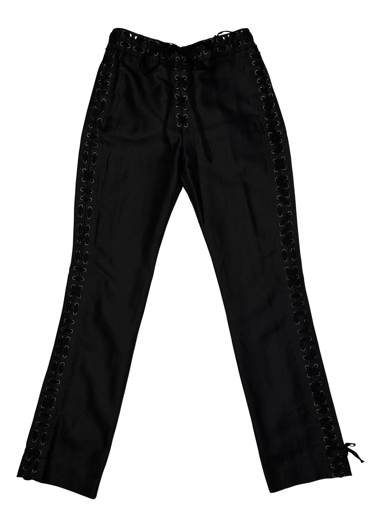 S/S 2002 Yves Saint Laurent by Tom Ford Black Denim Lace Up Pants - RealList