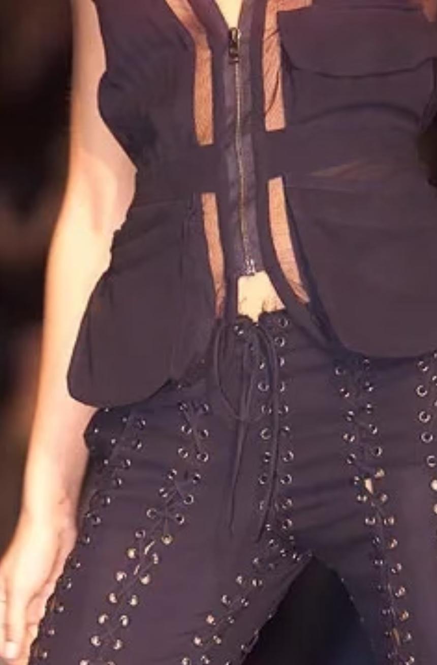 S/S 2002 Yves Saint Laurent by Tom Ford Black Denim Lace Up Pants - RealList