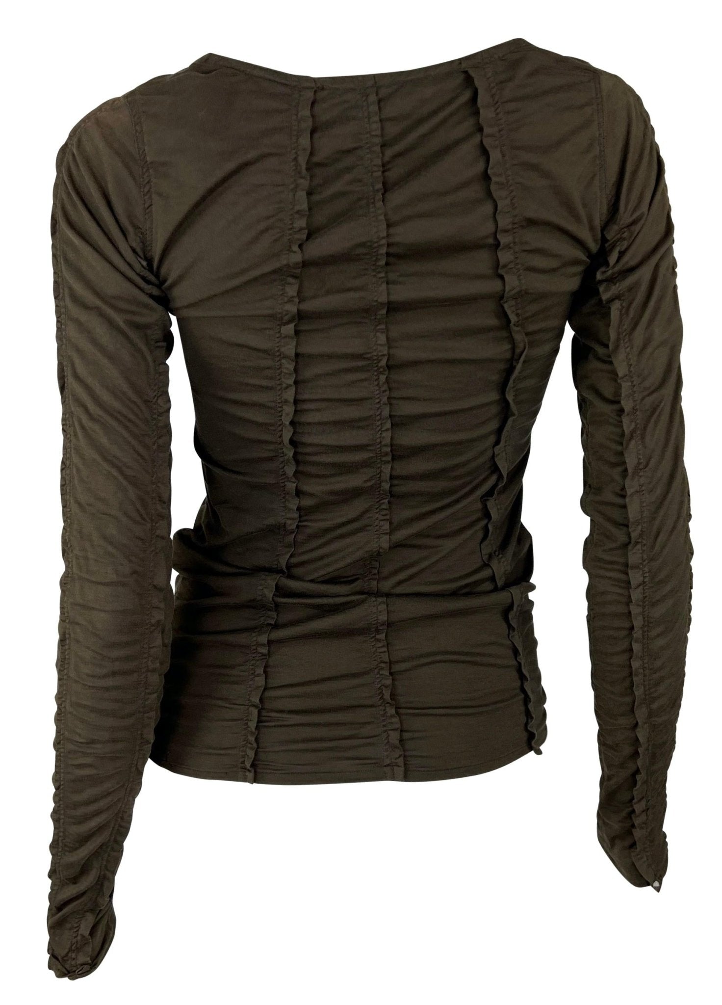 S/S 2002 Yves Saint Laurent by Tom Ford Brown Stretch Panel Long Sleeve Top - RealList