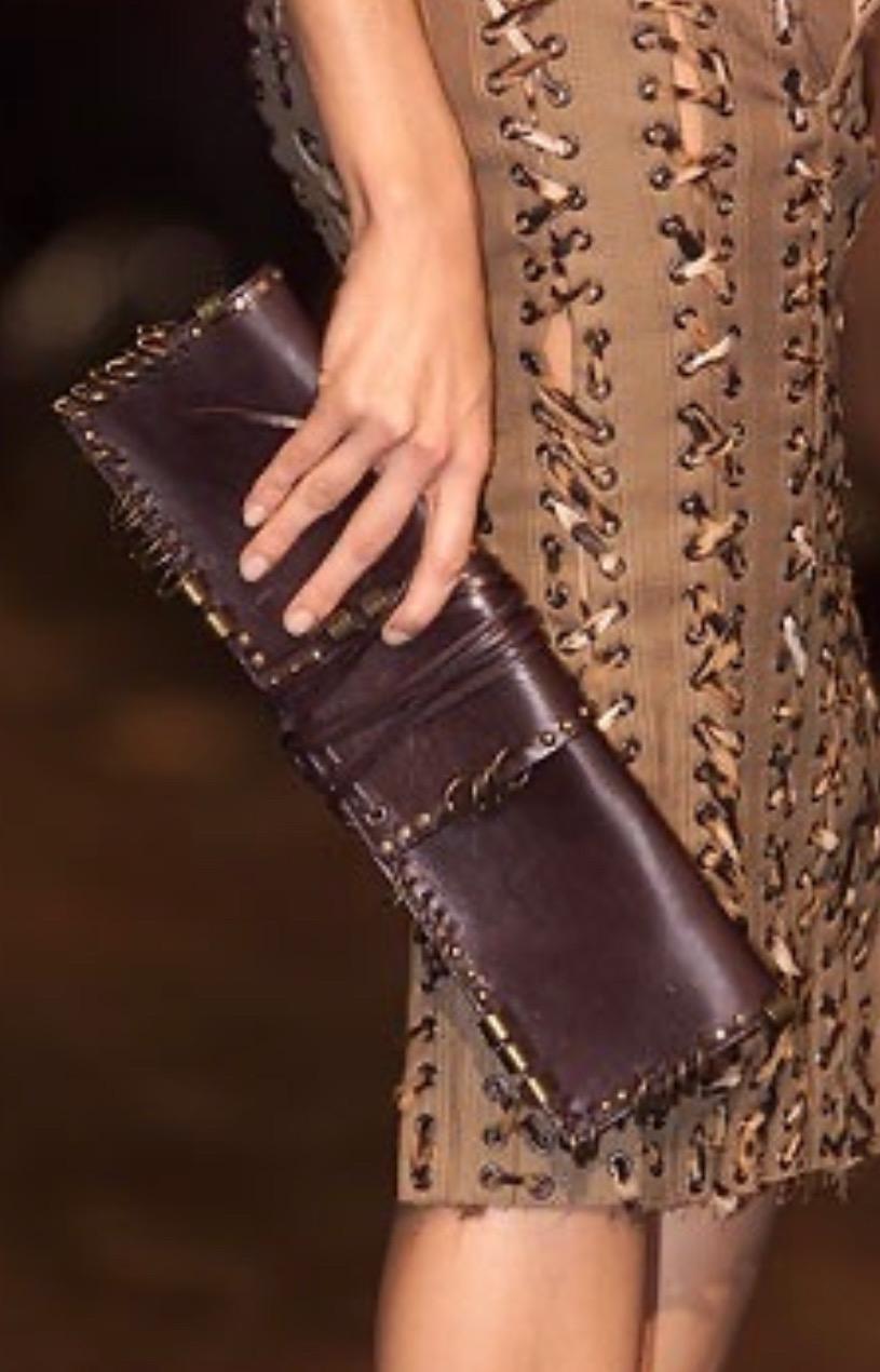 S/S 2002 Yves Saint Laurent by Tom Ford Jaguar Print Lace - Up Khaki Skirt Suit - RealList