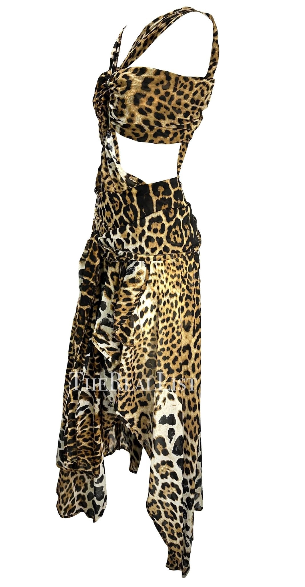 S/S 2002 Yves Saint Laurent by Tom Ford Runway Jaguar Print Chiffon Wrap Gown - RealList