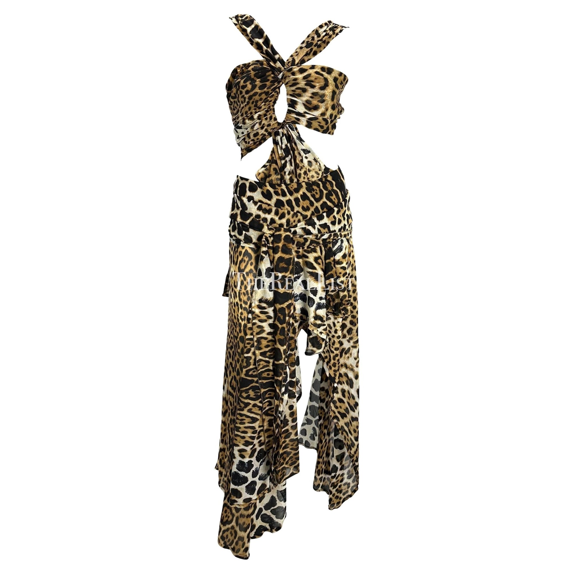 S/S 2002 Yves Saint Laurent by Tom Ford Runway Jaguar Print Chiffon Wrap Gown - RealList