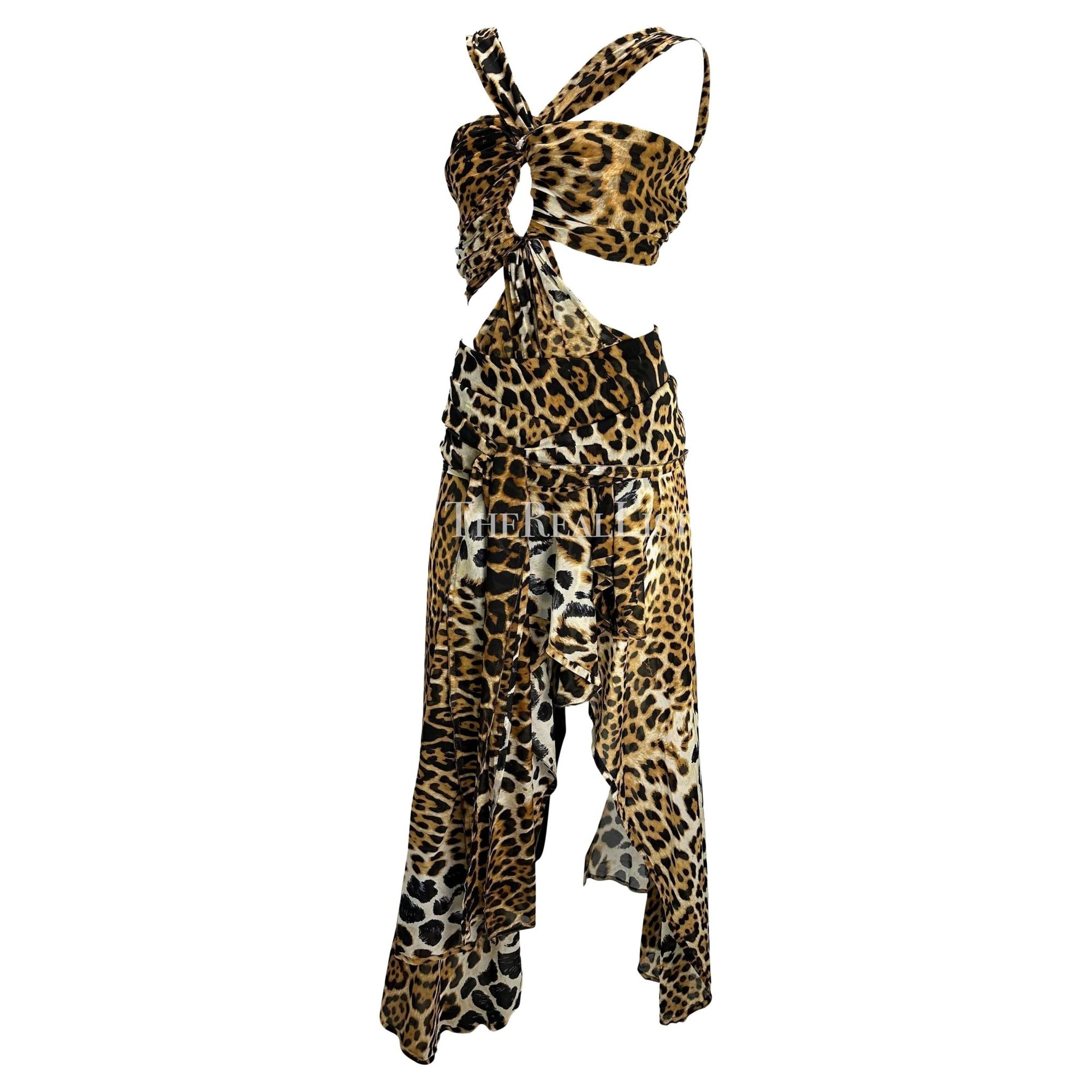 S/S 2002 Yves Saint Laurent by Tom Ford Runway Jaguar Print Chiffon Wrap Gown - RealList