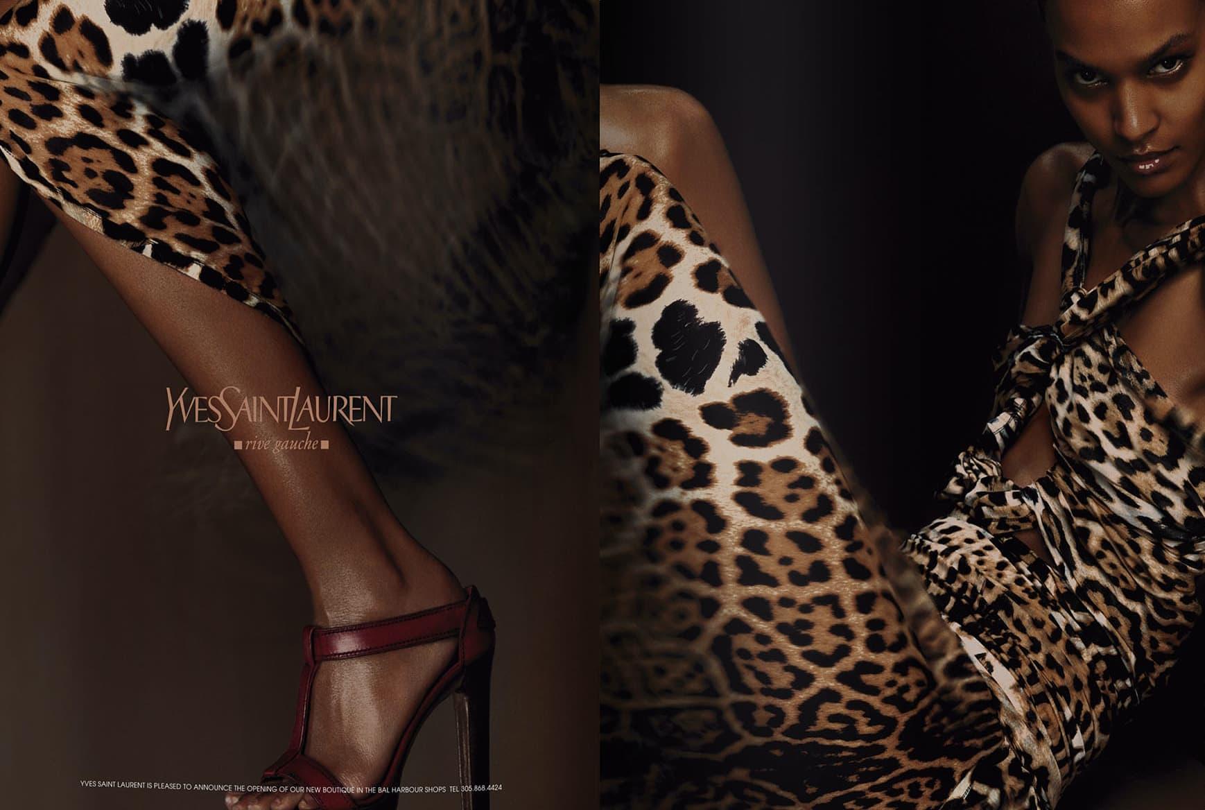 S/S 2002 Yves Saint Laurent by Tom Ford Runway Jaguar Print Chiffon Wrap Gown - RealList